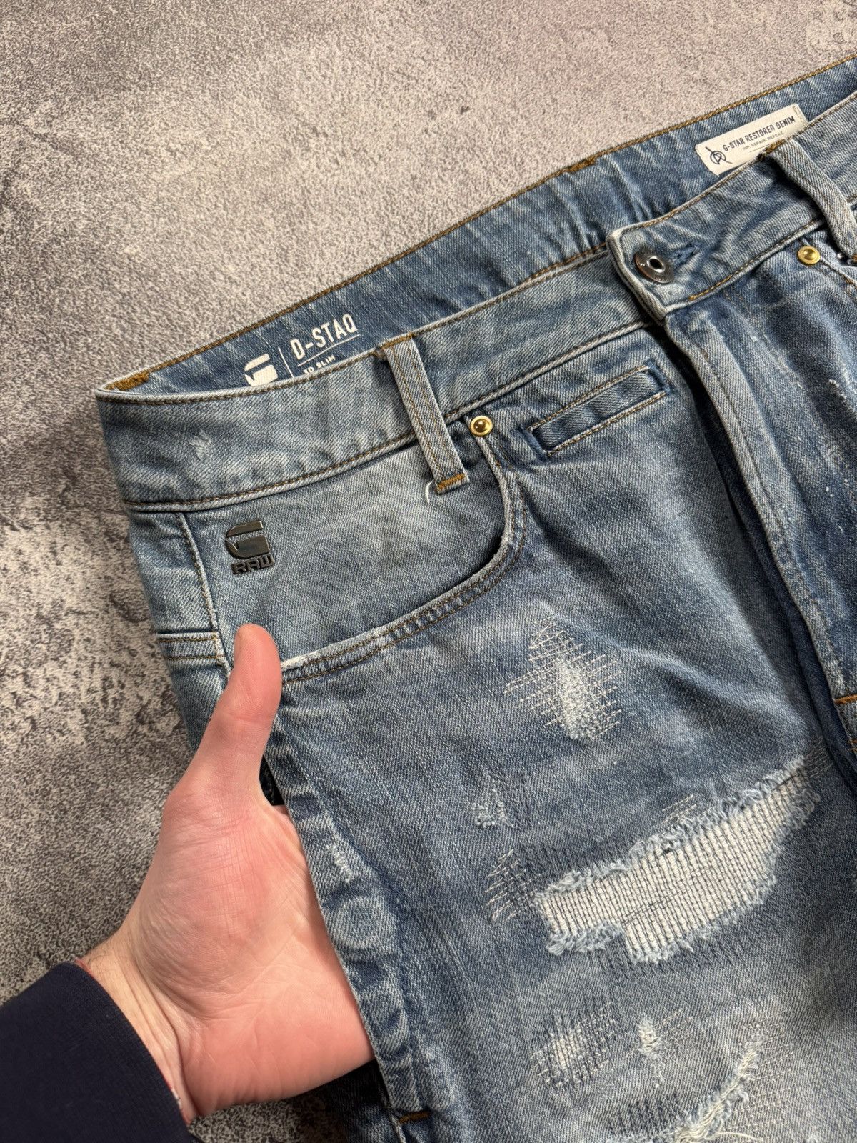 G-Star G star raw 32/30 D-Staq 3D Slim distressed denim pants jeans Size US 32 / EU 48 - 4 Thumbnail
