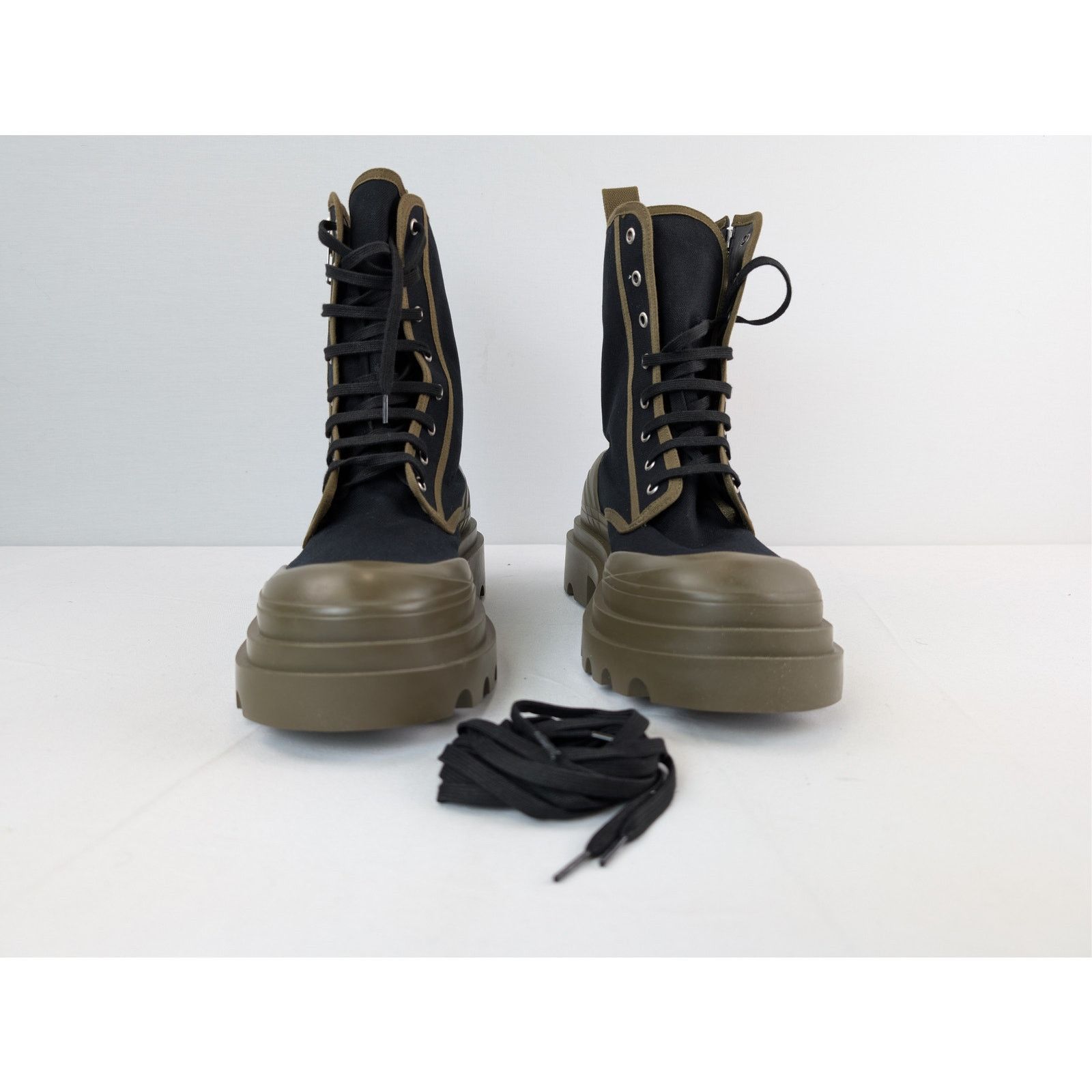 Bottega Veneta o1rshd1 Canvas Lace up Boots in Black Size US 10 / EU 43 - 9 Thumbnail