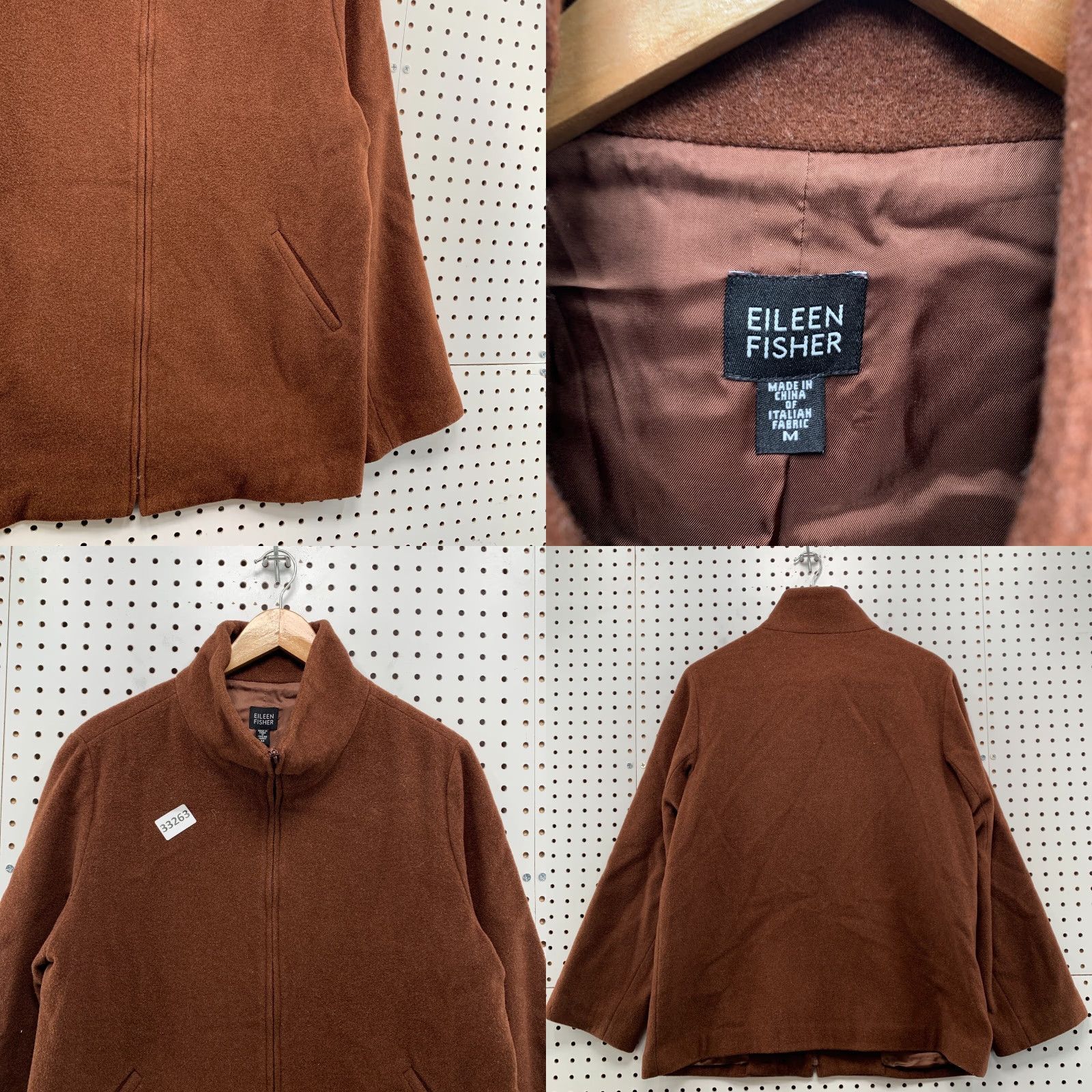 Eileen Fisher VINTAGE Eileen Fisher Brown Wool Jacket Womens Medium Long Sleeve Zip Italian Size M / US 6-8 / IT 42-44 - 8 Thumbnail