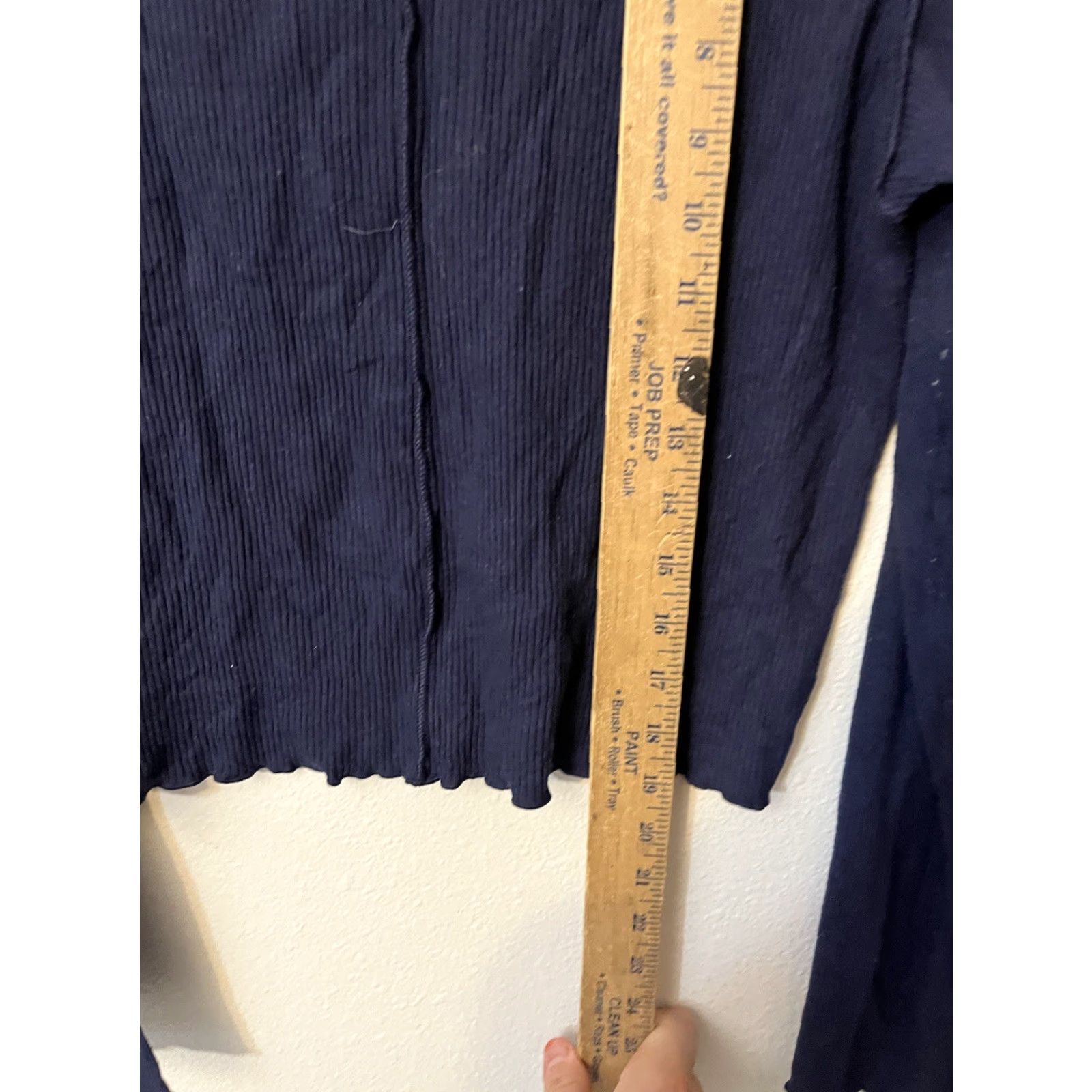 Vintage Aerie Cropped Shirt Adult Large Blue Long Sleeve Corrugated Hem Neck Women Size L / US 10 / IT 46 - 4 Thumbnail