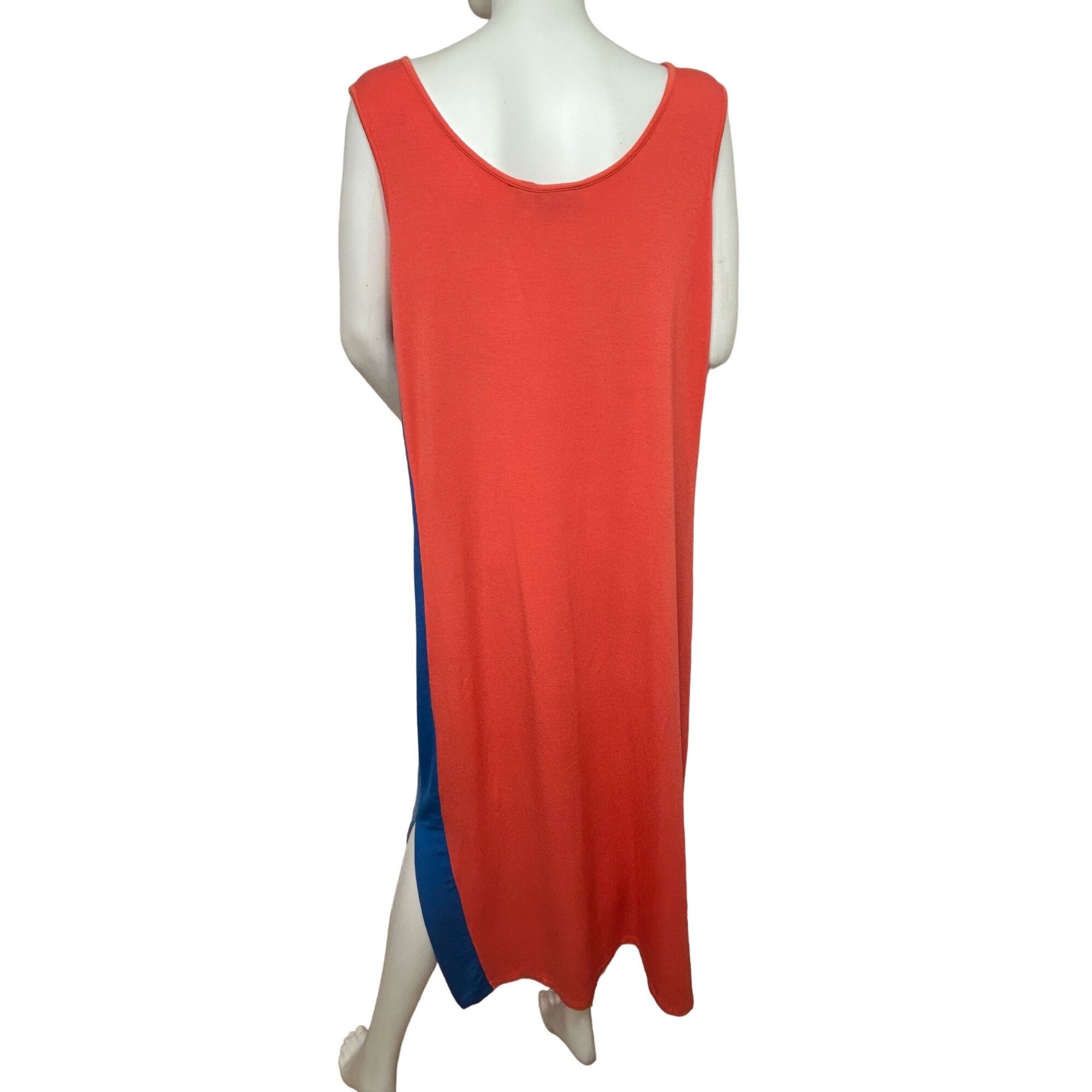 Other Attitudes by Renee Beach Dress XL Coral/ Blue Knit Maxi Slee Size XL / US 12-14 / IT 48-50 - 3 Thumbnail
