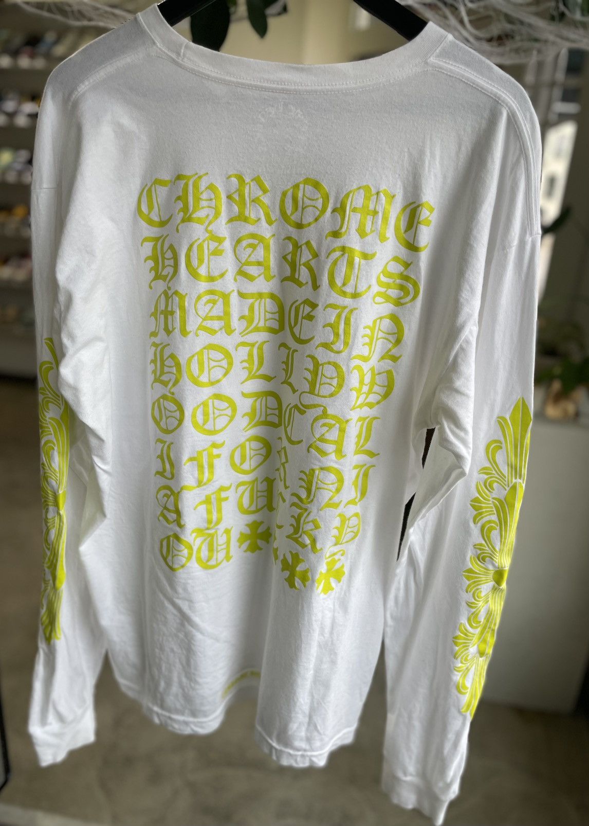 Chrome Hearts Chrome Hearts LS Neck Logo T-shirt White/Yellow Size US XXL / EU 58 / 5 - 4 Thumbnail