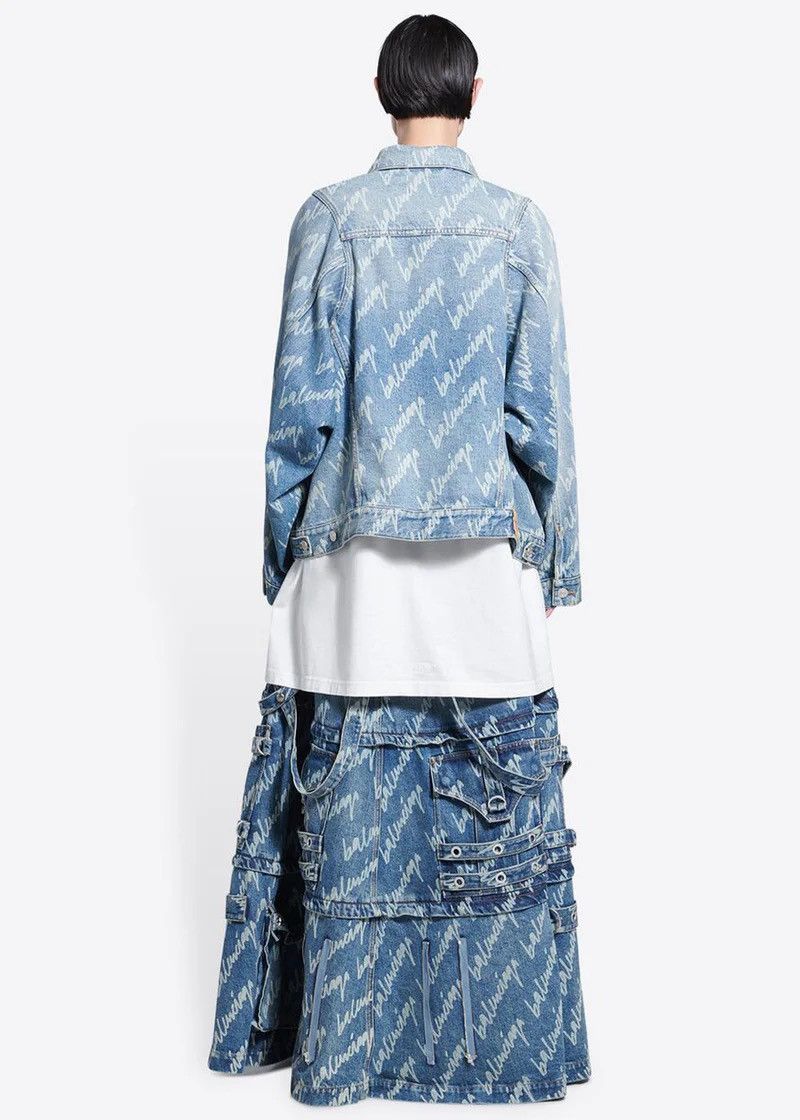 Balenciaga 🔥SUPER RARE🔥 Raver Denim All over Logo Skirt Size US 30 / EU 46 - 5 Thumbnail