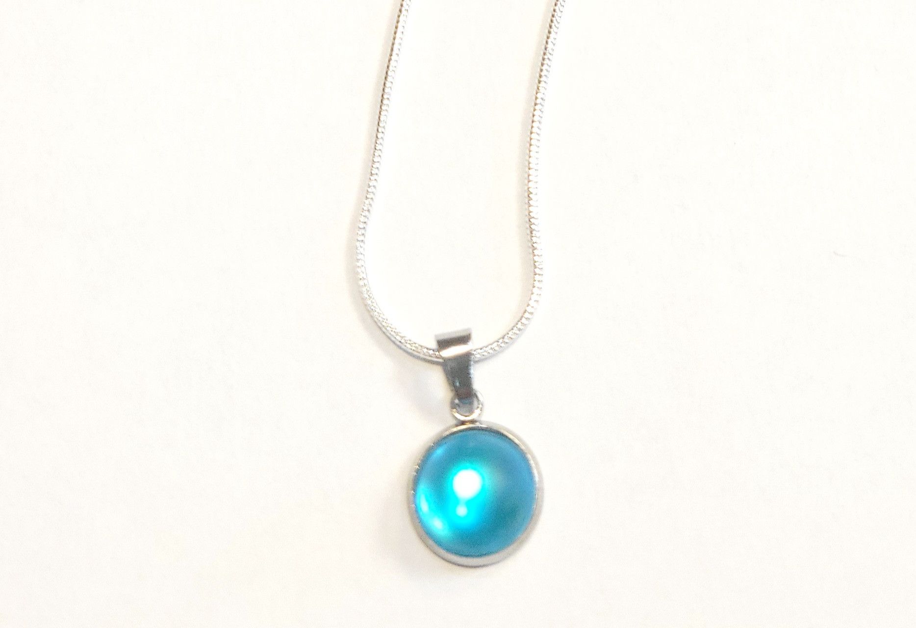 Handmade Light blue crystal rhinestone 925 sterling silver necklace Size ONE SIZE - 7 Thumbnail