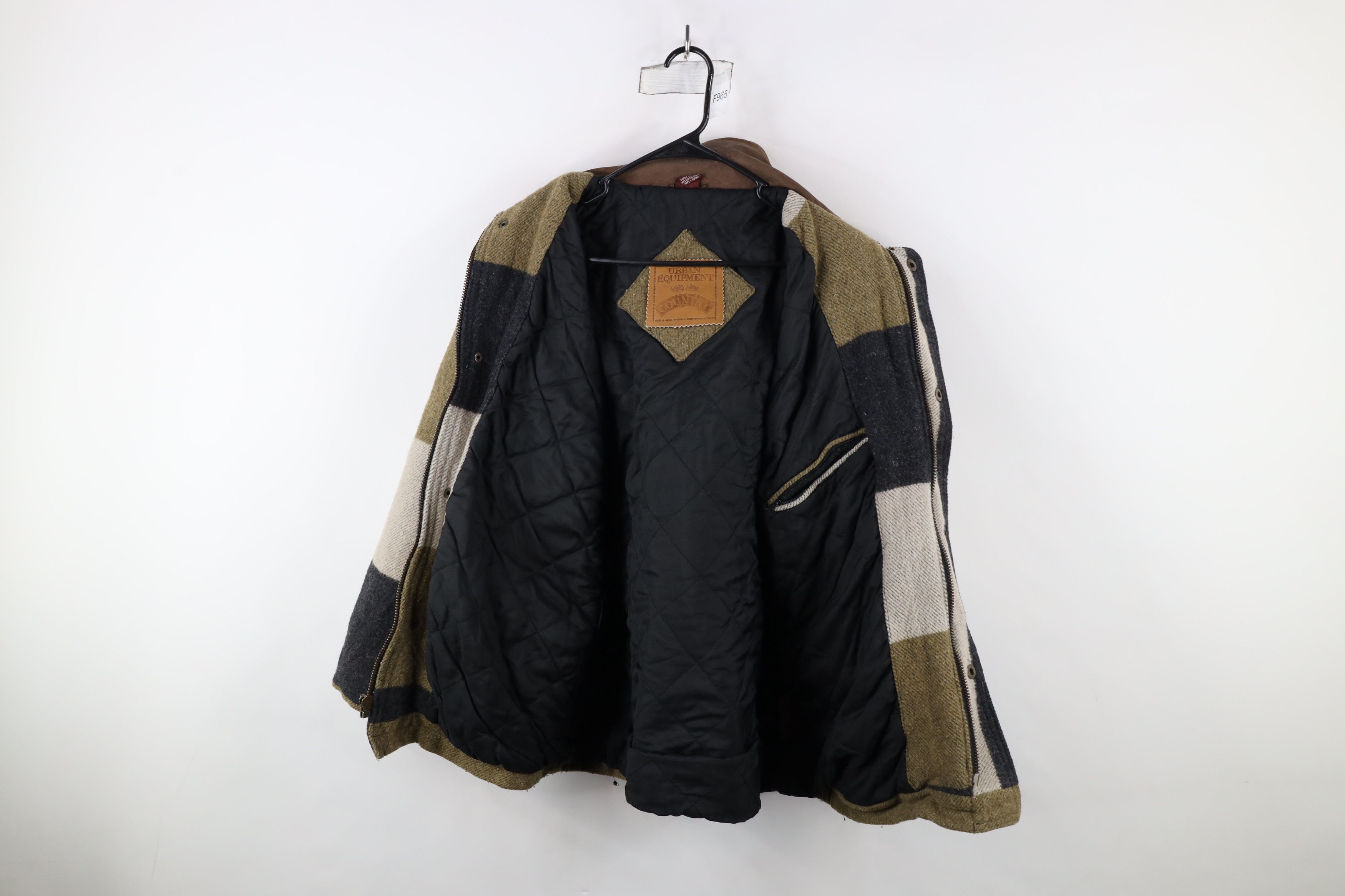 Vintage Vintage 90s Streetwear Wool Tweed Leather Collar Jacket Size US S / EU 44-46 / 1 - 9 Thumbnail
