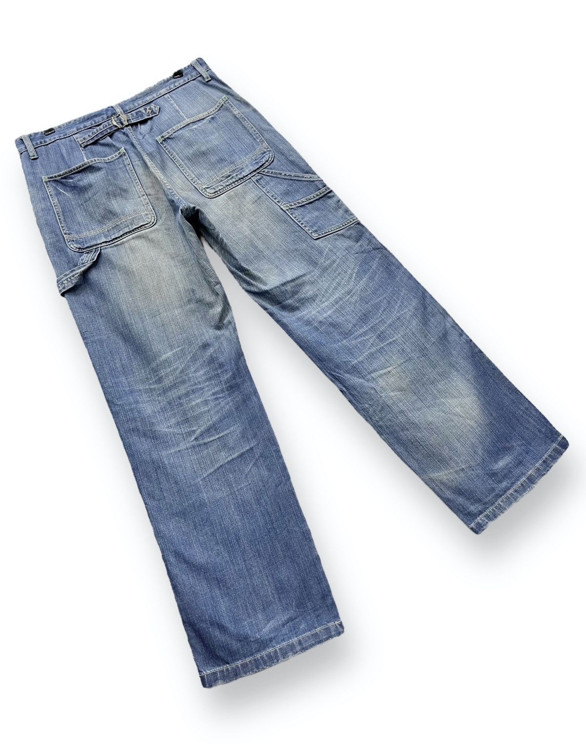 Craftsman FYE🔥90’s SURPLUS Double Knee Carpenter Natural Faded Denim Size US 33 - 5 Thumbnail