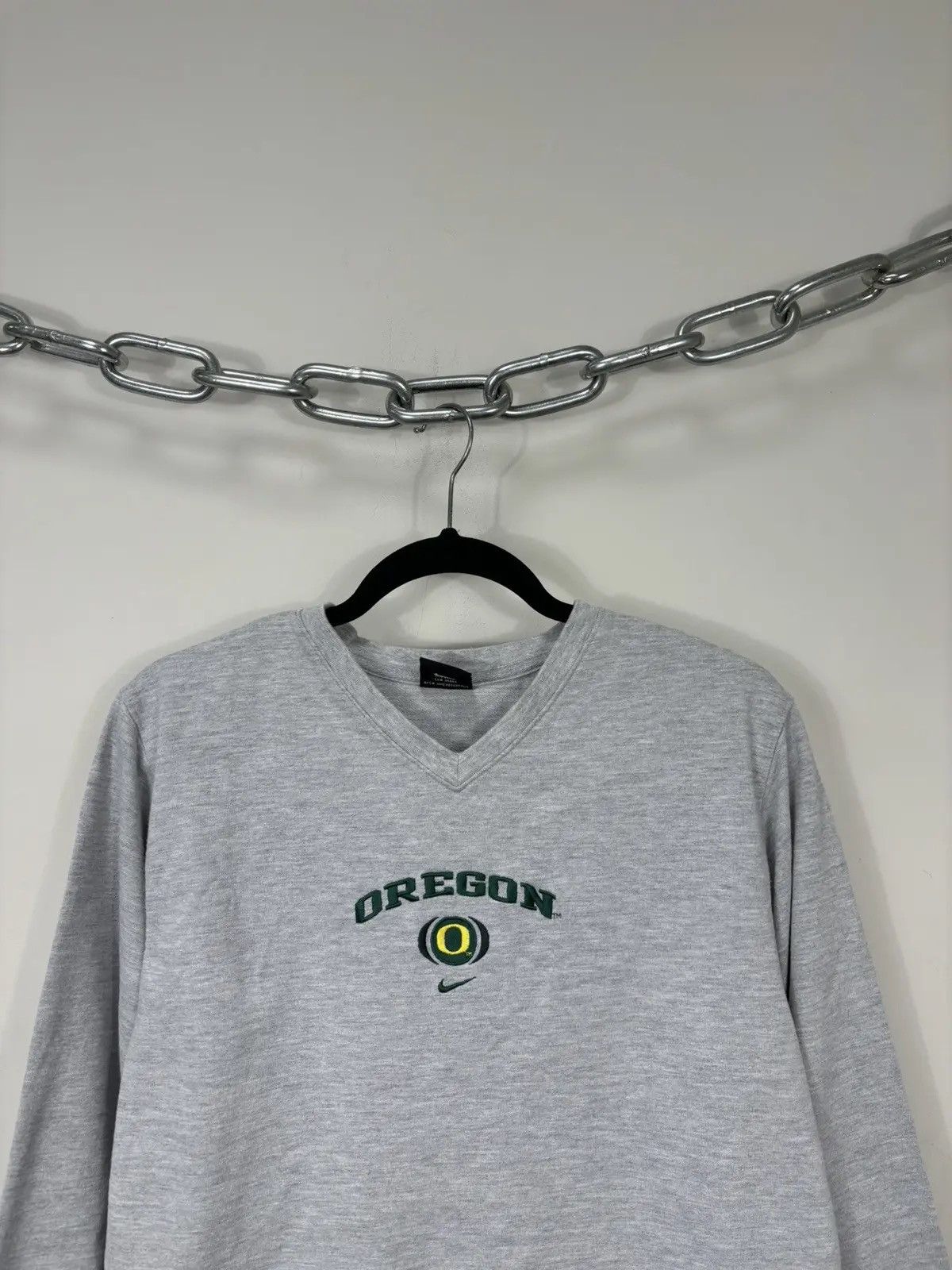 Nike × Vintage Vintage 90s Nike Oregon Big Embroidered Logo Gray Sweatshirt Size US S / EU 44-46 / 1 - 2 Thumbnail