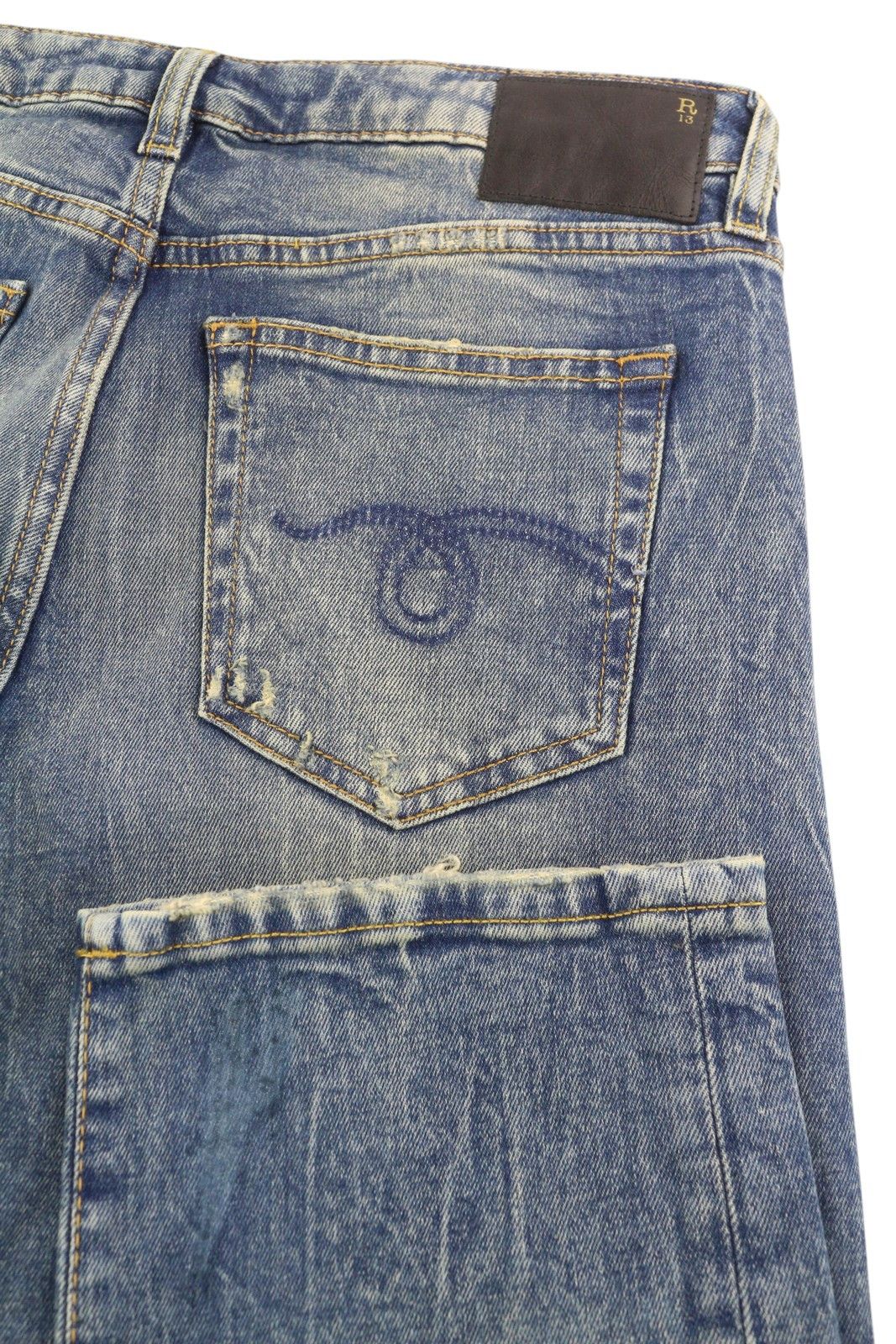 R13 BOY STRAIGHT 27 Cropped Ankle Washed Blue Kelly 84445 Size 27" / US 4 / IT 40 - 6 Thumbnail