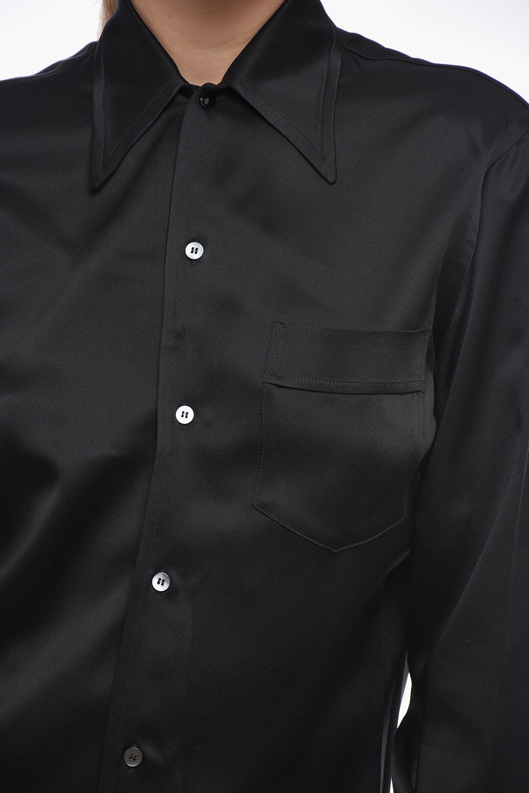 Maison Margiela og1mm1224 Satin Shirt in Black Size XS / US 0-2 / IT 36-38 - 3 Thumbnail
