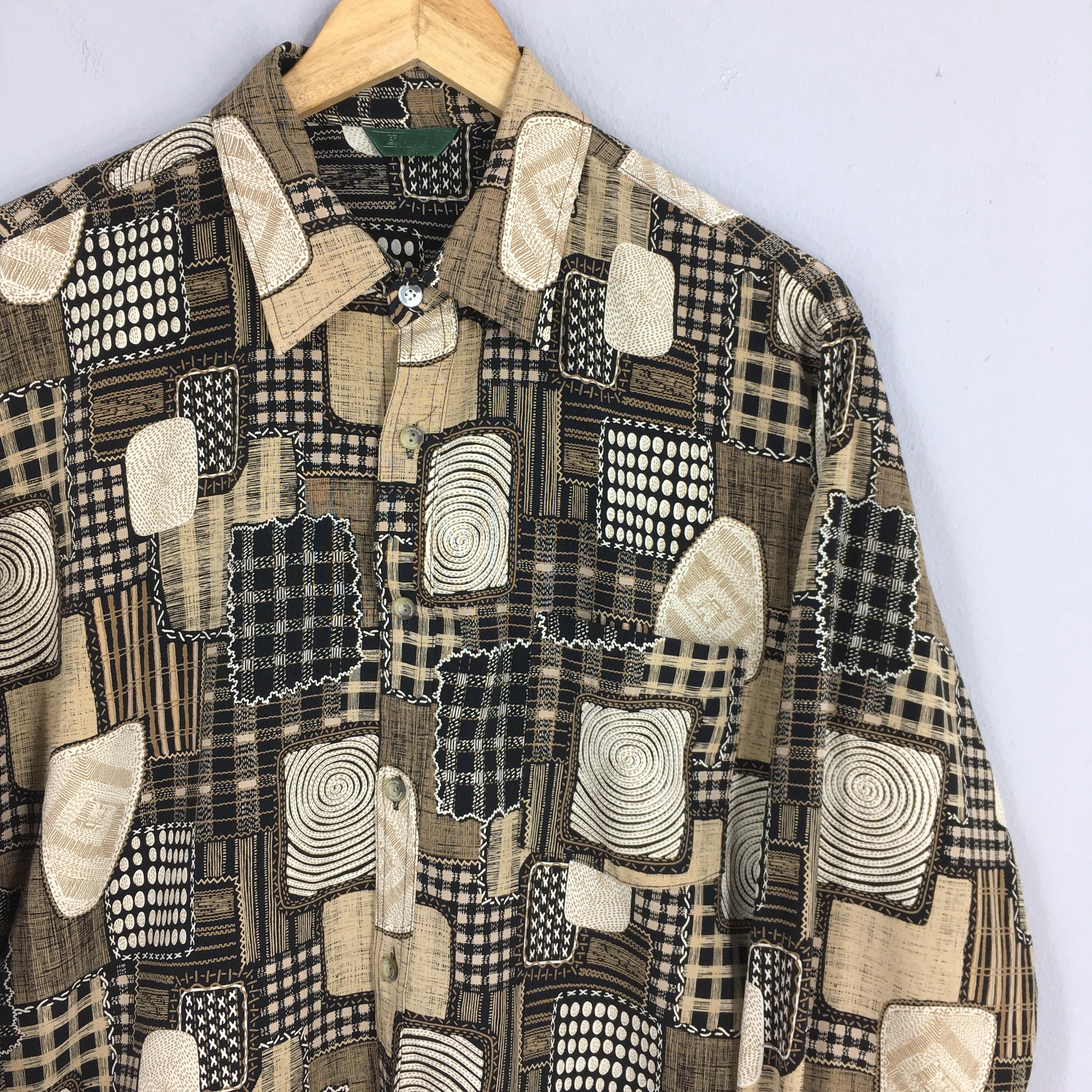 Vintage Abstract Novelty Baroque Psychedelic Polyester Shirt M Size US M / EU 48-50 / 2 - 2 Thumbnail