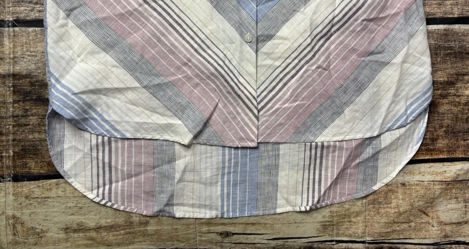 Chicos Chico's Top Womens Size 2 Non Iron Linen Striped Tunic Roll Size XS / US 0-2 / IT 36-38 - 5 Thumbnail