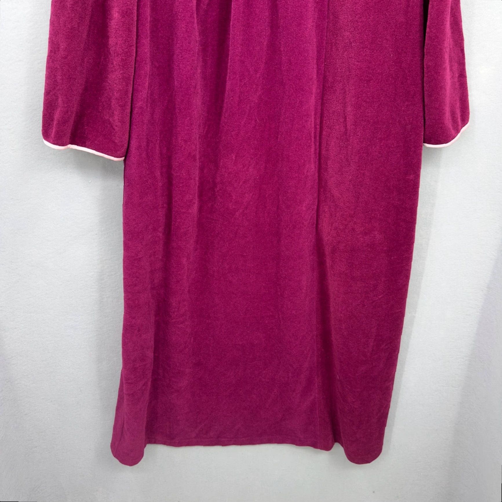 Vintage VINTAGE Vanity Fair Velour Fleece Zip Long Robe Petite M Housecoat Pocket Floral Pink 1980s Mens Size ONE SIZE - 5 Thumbnail
