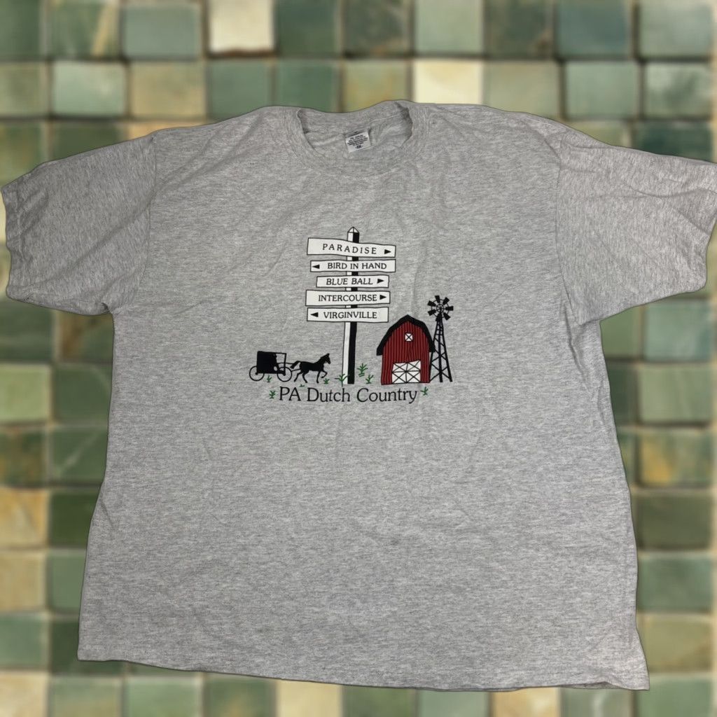 Anvil VINTAGE Anvil T-Shirt Men’s 2XL Gray Bar Roadsigns PA Dutch Country Amish Shirt Mens Size US XXL / EU 58 / 5 - 1 Thumbnail