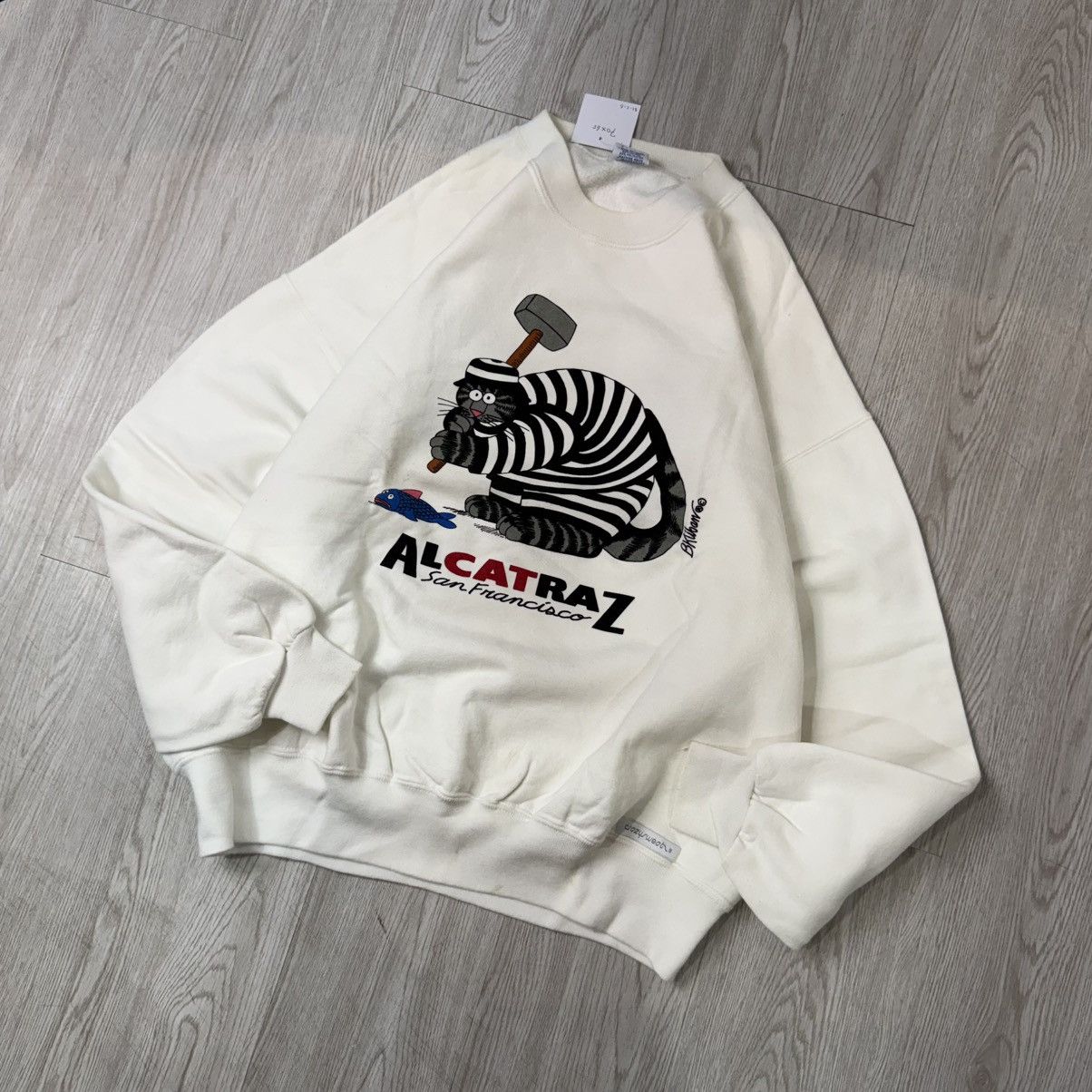 Vintage Vintage Crazy Shirt alCATraz white sweatshirt Size US L / EU 52-54 / 3 - 2 Thumbnail