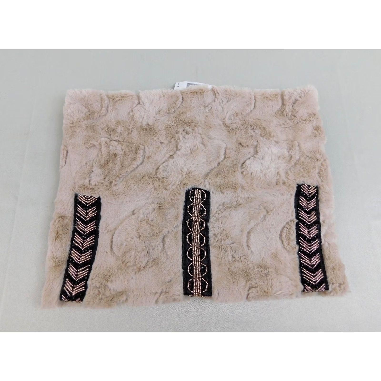 Vintage INC International Concepts Beaded Faux Fur Cowl Neck Scarf Beige Women Scarf 14" x 10" Faux Fur Neck Warmer 100% Polyester INC26164A Size ONE SIZE - 2 Thumbnail