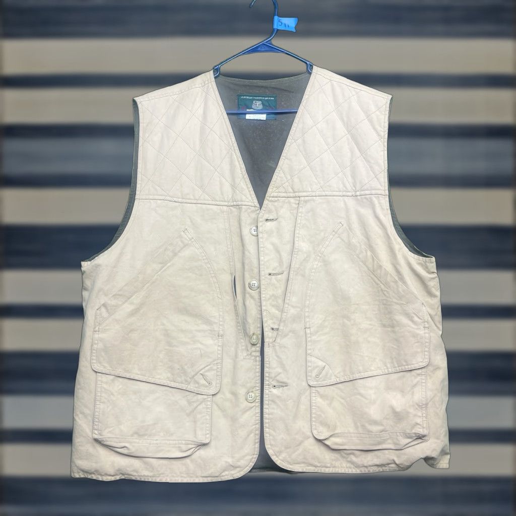 VINTAGE Orvis Vest Men XL Quilted Padded Hunting Outdoors Beige Classic 90s Mens Vest