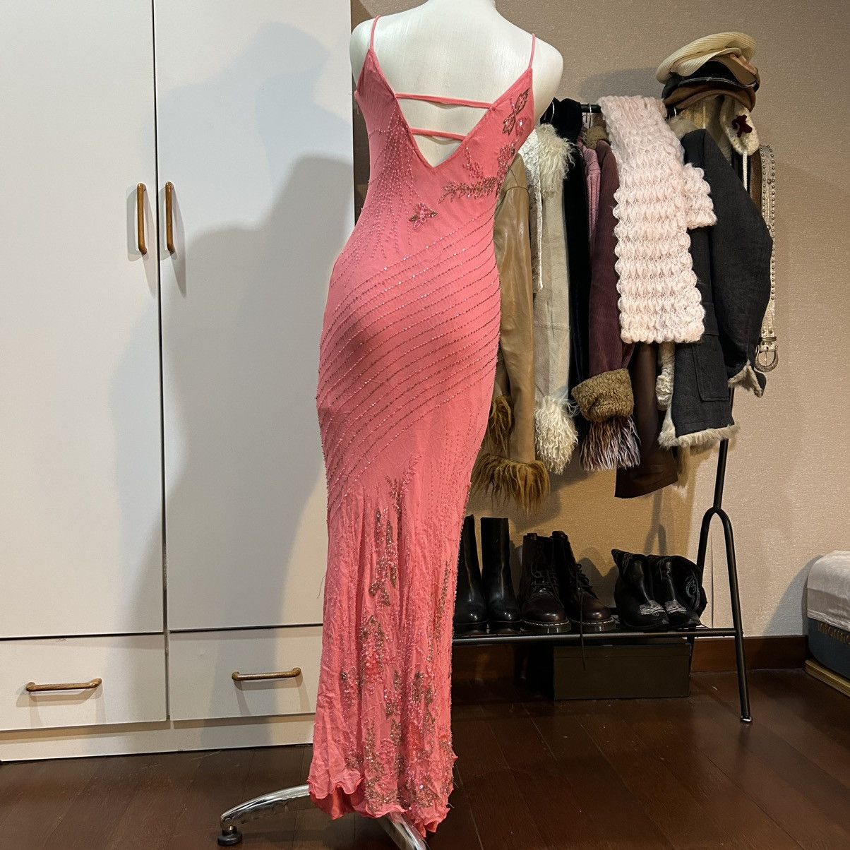 Other Pink beaded silk evening gown by Gianna Paris Size S / US 4 / IT 40 - 4 Thumbnail