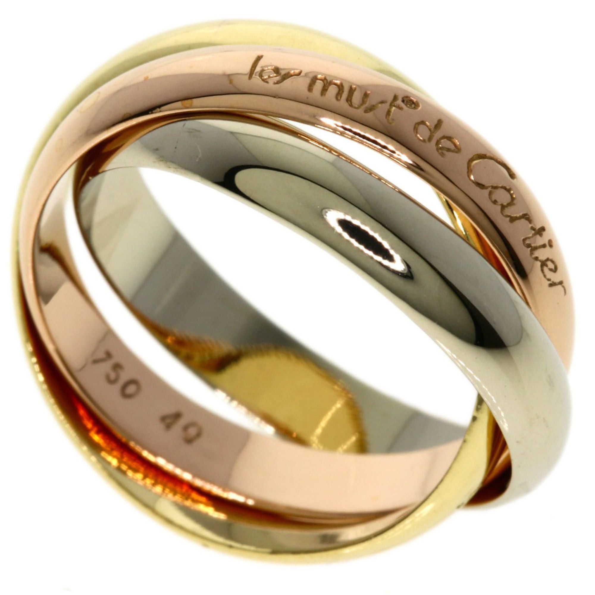 Cartier Trinity #49 Ring 18K Yellow Gold/18KWG/18KPG Women's