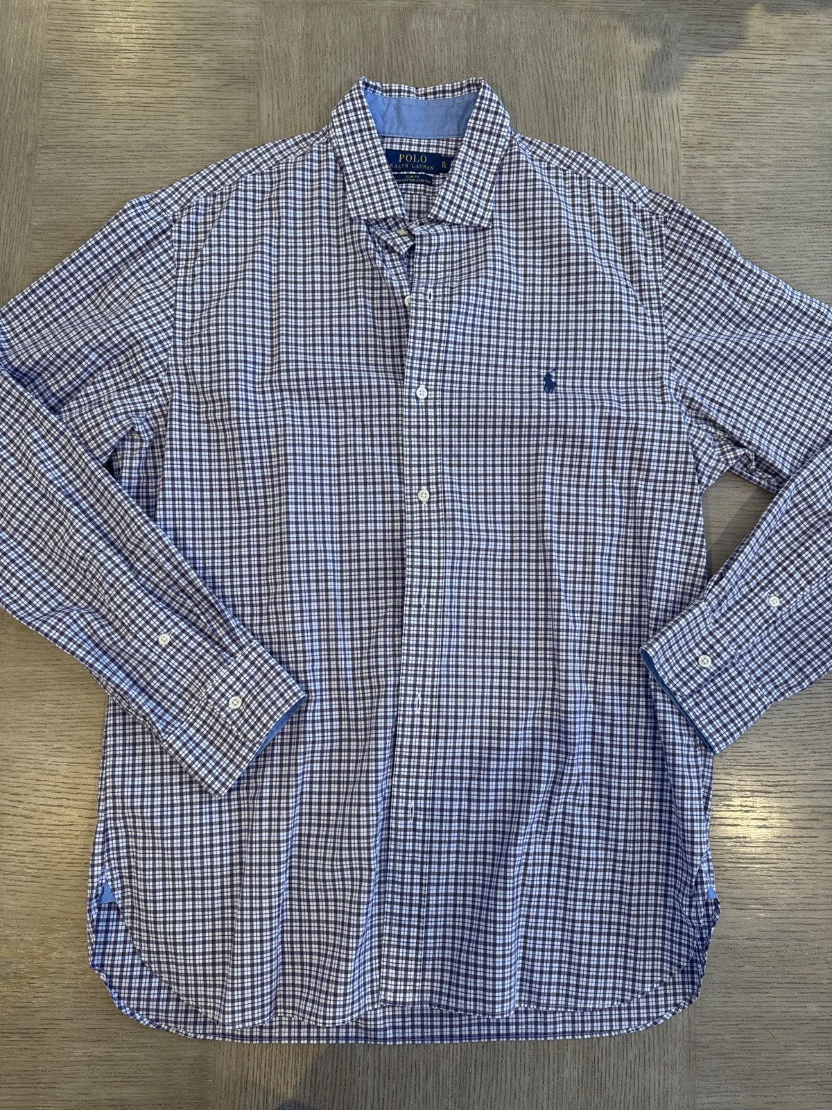 Polo Ralph Lauren Purple and blue plaid dress shirt Size US XL / EU 56 / 4 - 1 Thumbnail