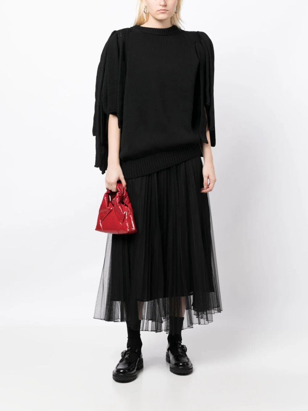 Comme des Garcons o1mle0824 Layered Sleeve Chunky Knit Jumper in Black Size M / US 6-8 / IT 42-44 - 2 Thumbnail