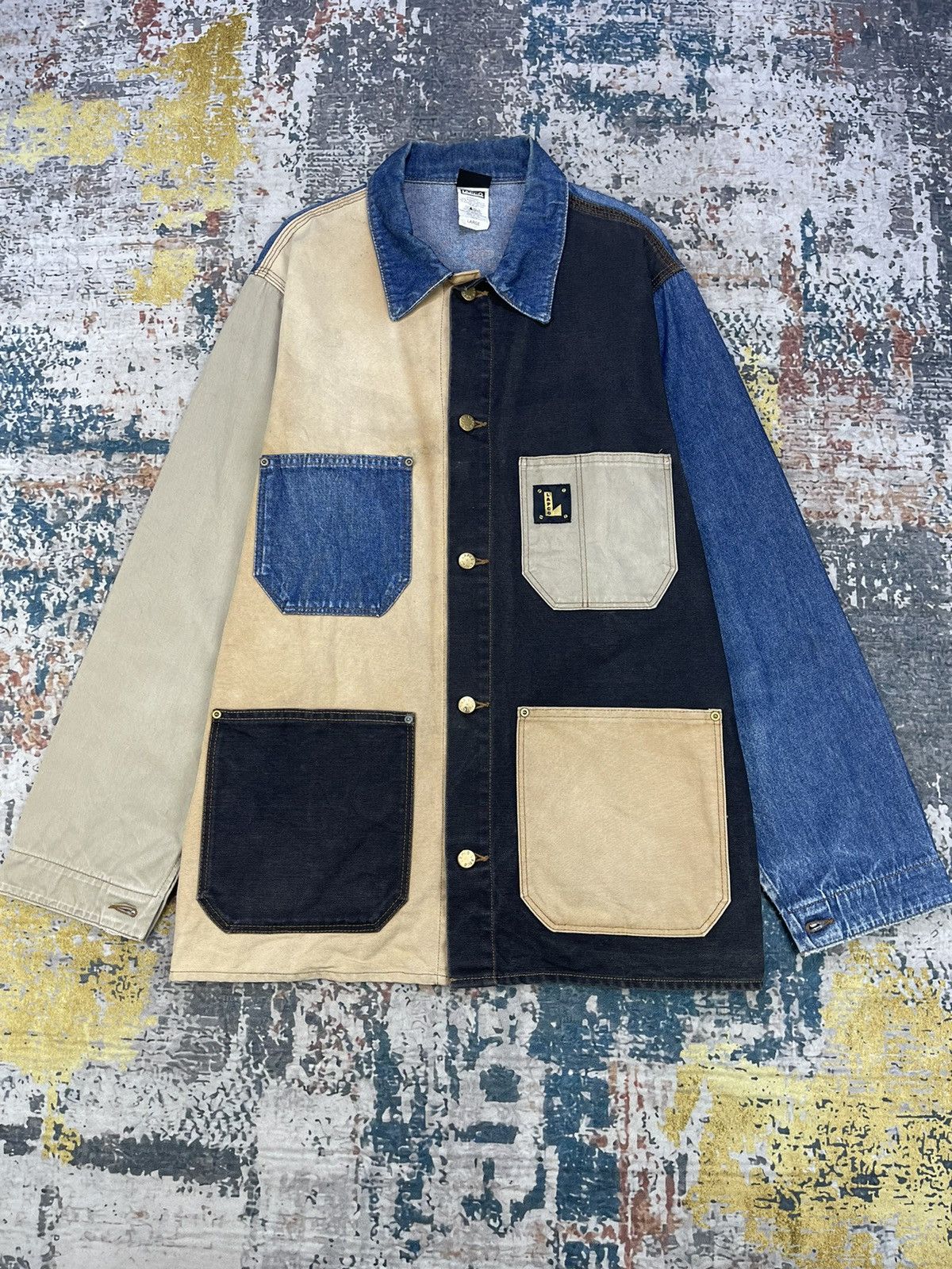 Vtg USA Lapco Chore Multi Duck Canvas & Denim Jacket