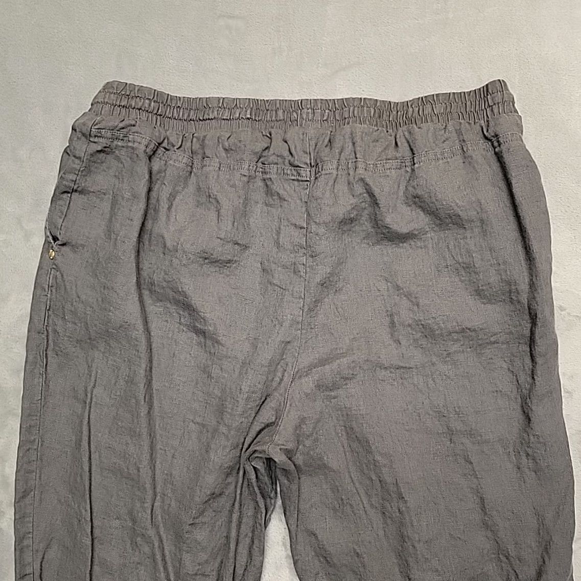 Ellen Tracy VTG Ellen Tracy Pants Womens M Gray 100% Linen Elastic Waist Drawstring Comfort Pants Mens Womens Girls Boys Size 32" / US 10 / IT 46 - 7 Thumbnail