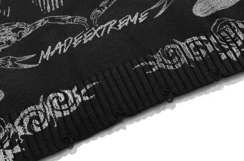 Japanese Brand Grunge y2k goth skull tribal skeleton knit sweater Size US L / EU 52-54 / 3 - 2 Thumbnail
