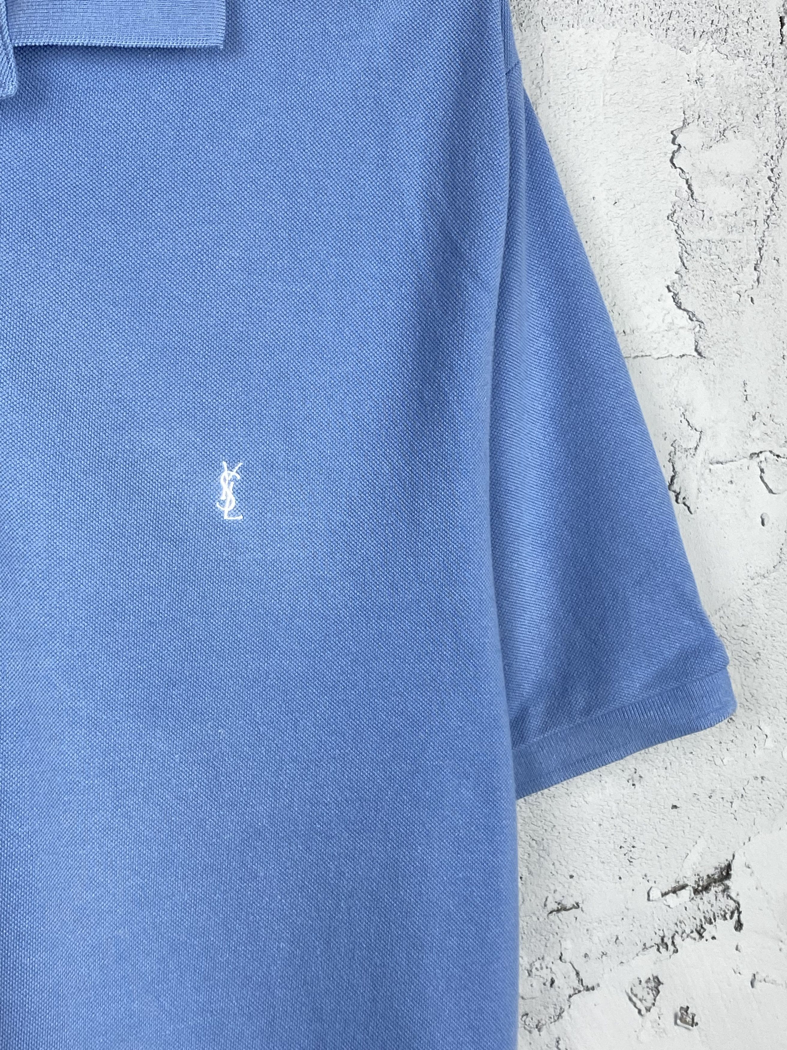 Yves Saint Laurent Vintage Yves Saint Laurent YSL Logo Polo Shirt Sky Blue Size US XL / EU 56 / 4 - 3 Thumbnail