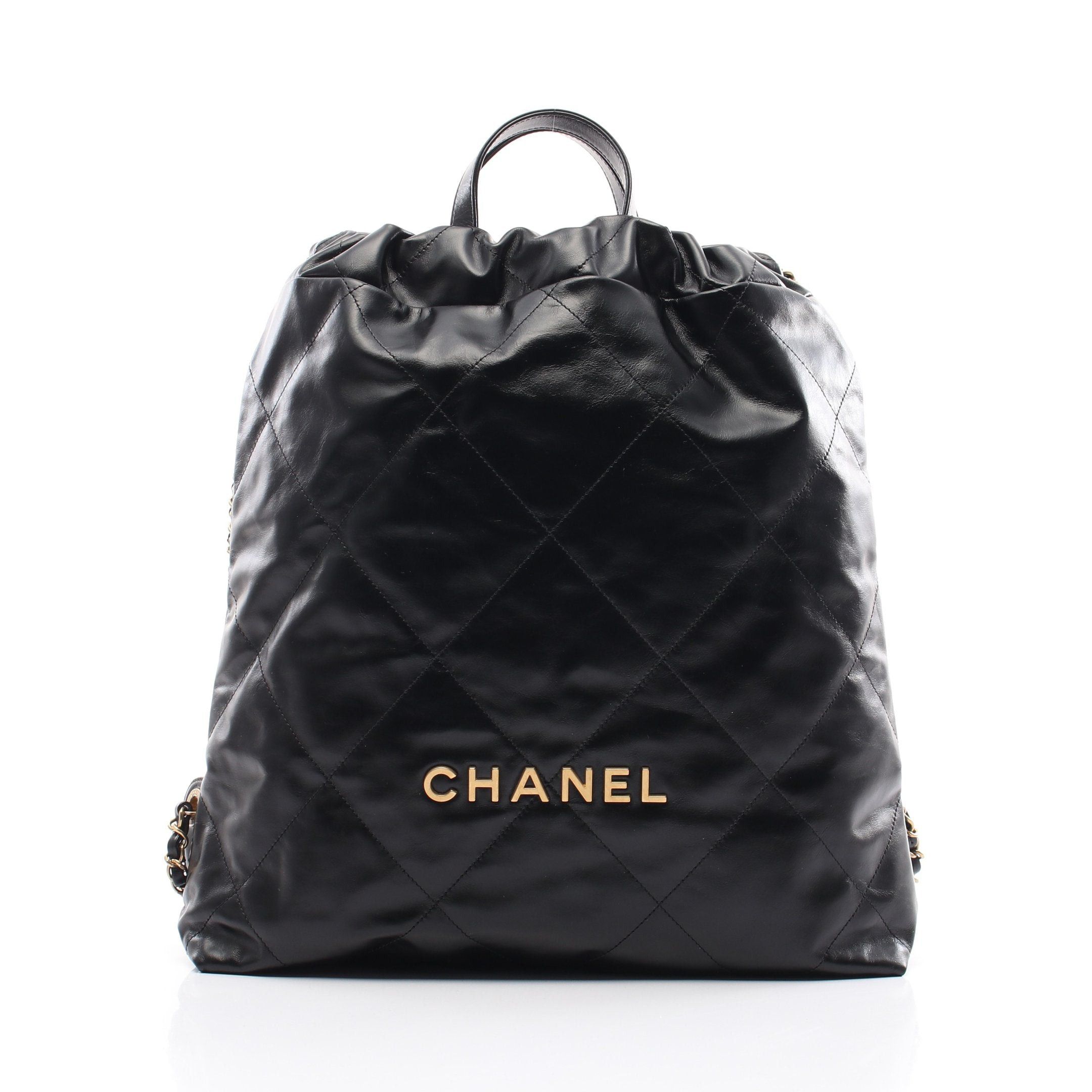 Chanel Chanel Chanel 22 Large Chain Backpack Rucksack Leather Black Gold Hardware Size ONE SIZE - 1 Thumbnail