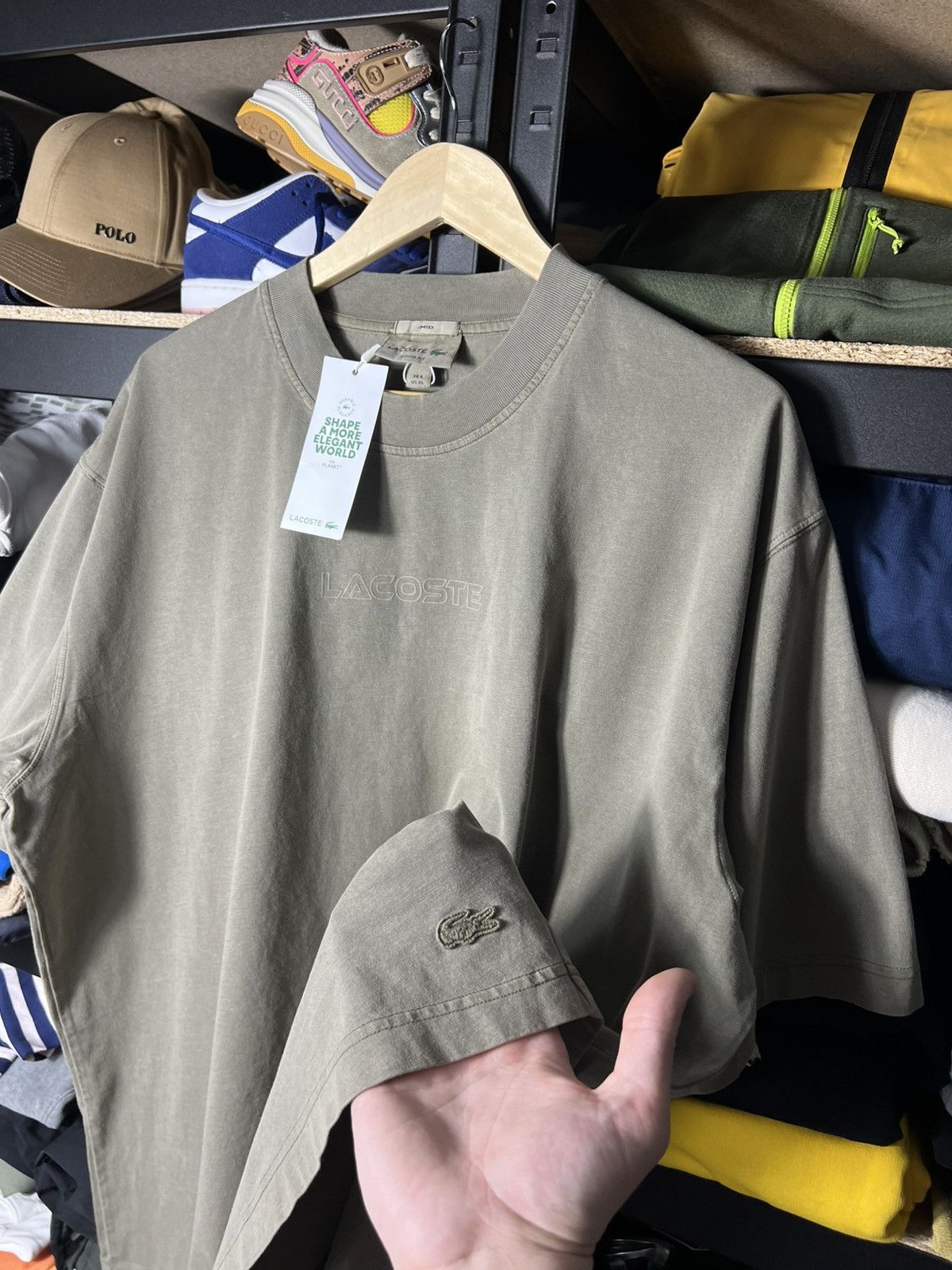 Lacoste Lacoste Loose Fit Embroidered Logo T‑Shirt Khaki Green Y2K Size US XL / EU 56 / 4 - 9 Thumbnail