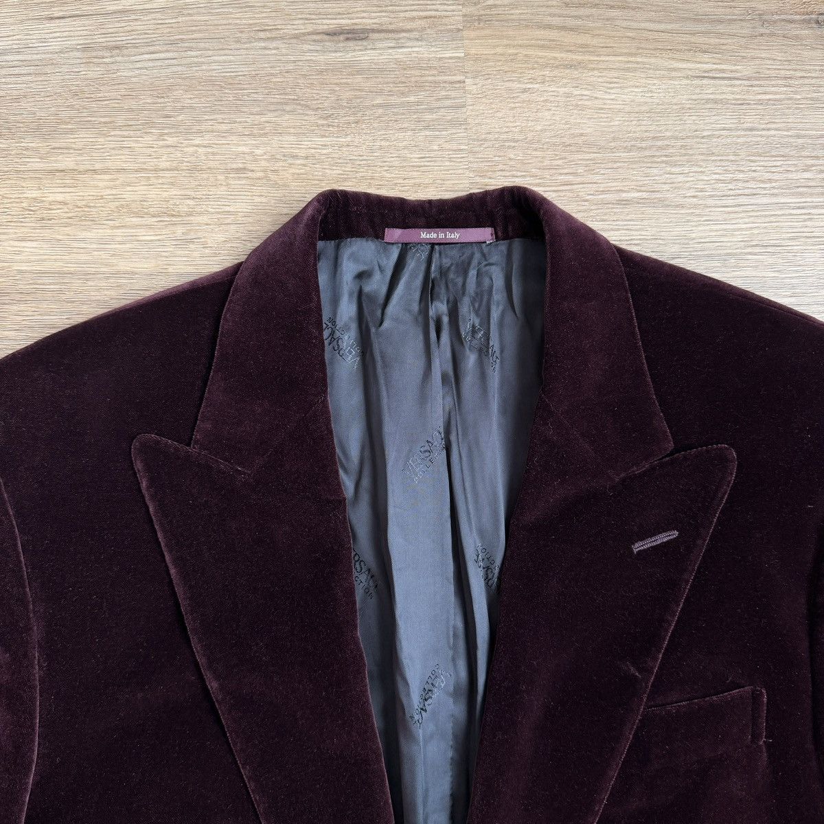 Versace Versace Velvet Corduroy Blazer Plum Single Breasted Size 52R - 3 Thumbnail