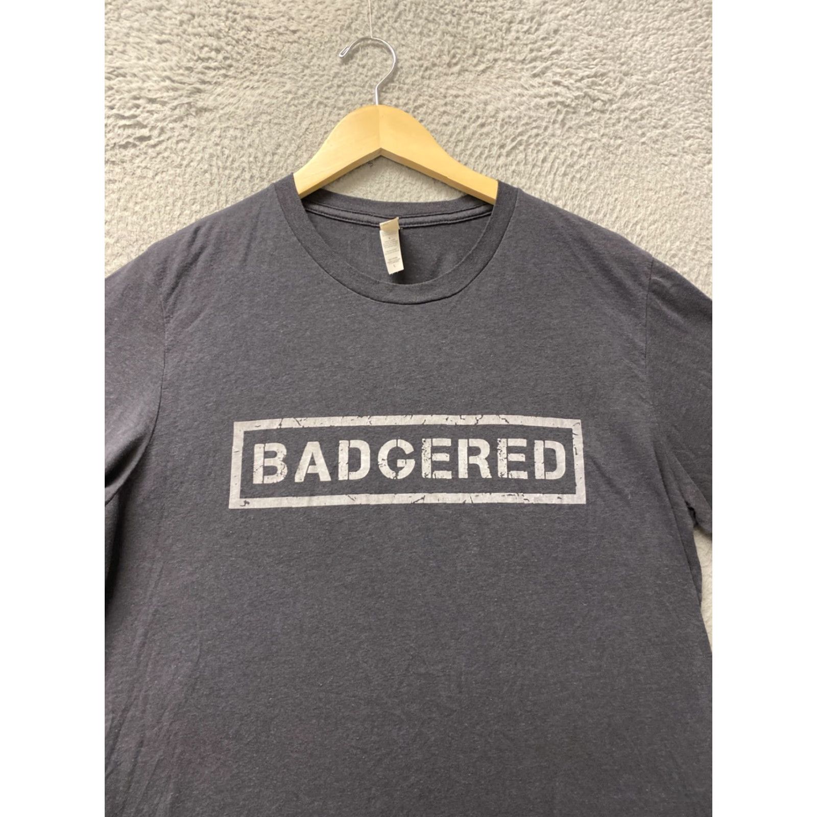 Vintage Bella + Canvas Badgered Shirt L Dark Gray Short Sleeve Graphic 136-21 T-Shirt Crew Neck Unisex Adults Logo Regular Size L /13621 / Cotton / Solid Size US L / EU 52-54 / 3 - 2 Thumbnail