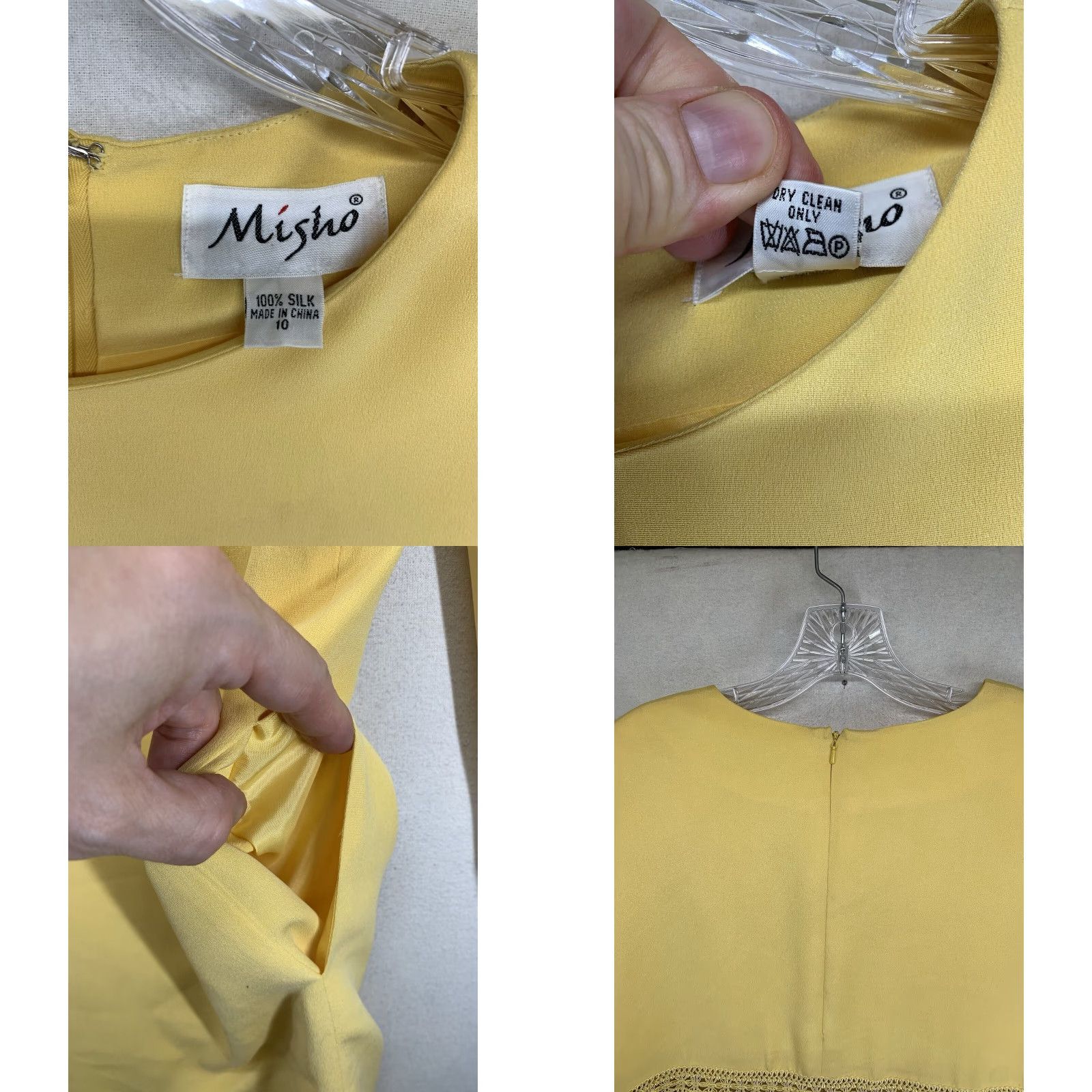 Vintage VINTAGE Women's Silk Dress Size 10 Yellow Embroidered Midi Sheath Formal Party/Cocktail Size L / US 10 / IT 46 - 8 Thumbnail