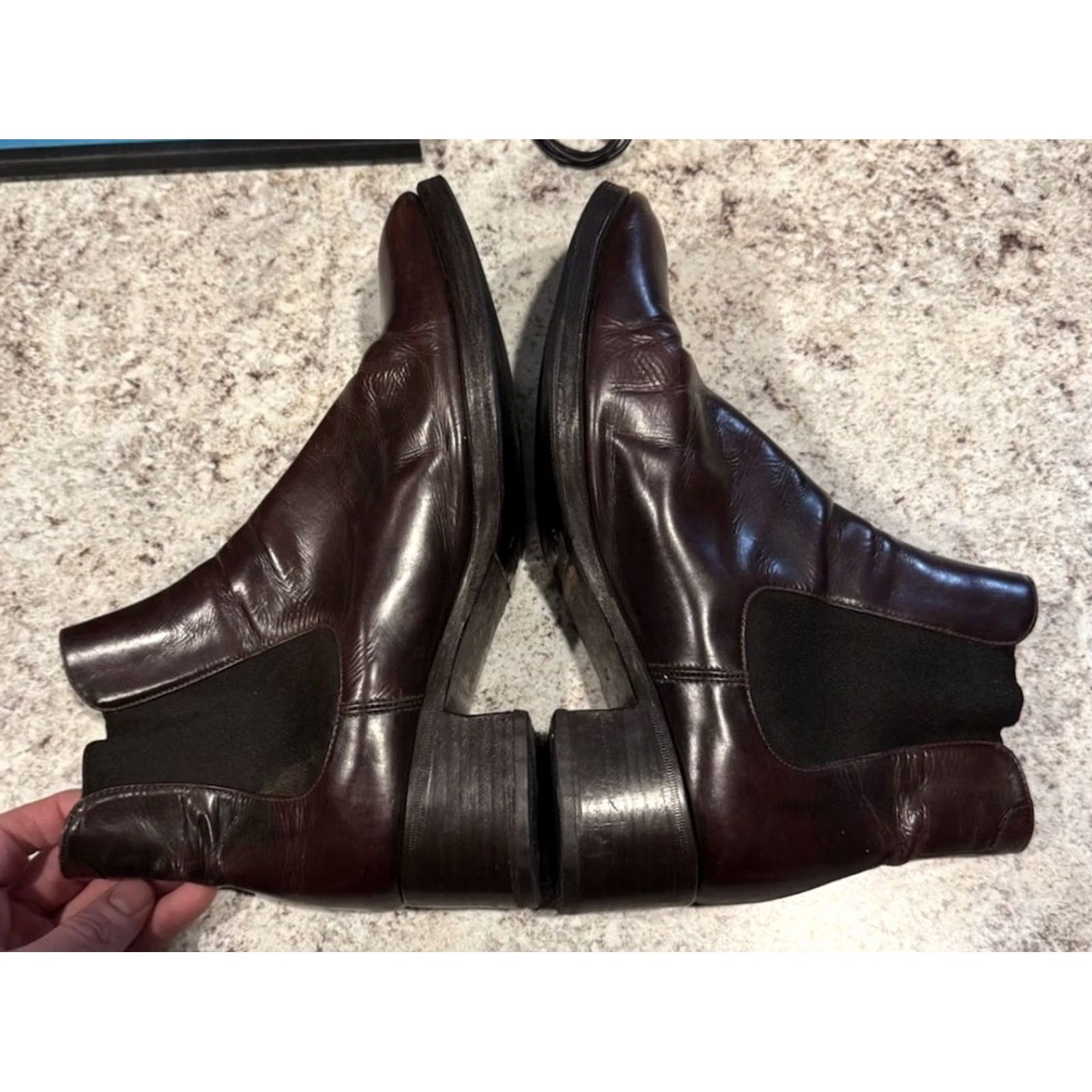 Vintage VINTAGE 50s Chelsea Boots Sz 40 Burgundy Oxblood Leather Made in Italy Men Boot Chelsea 50s Leather Handmade Shoes Size 7 US 40 EU OxBlood Mens Size US 7 / EU 40 - 5 Thumbnail