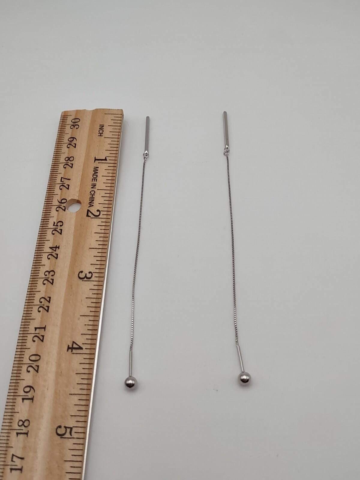 The Unbranded Brand Sterling Threader Dangle Earrings Bar Chain 925 Size ONE SIZE - 2 Thumbnail