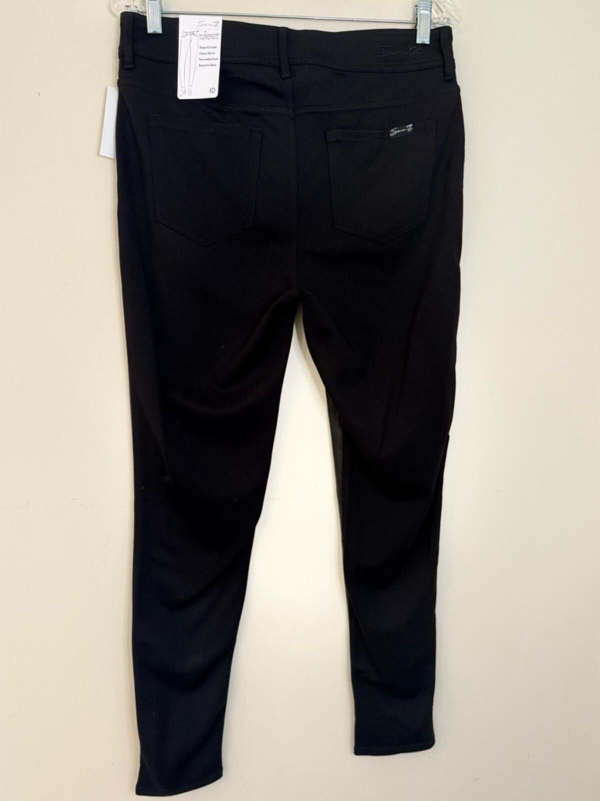 Seven 7 Seven7 High Rise Skinny black faux leather/ponte pants SZ 10 Size 32" / US 10 / IT 46 - 2 Thumbnail