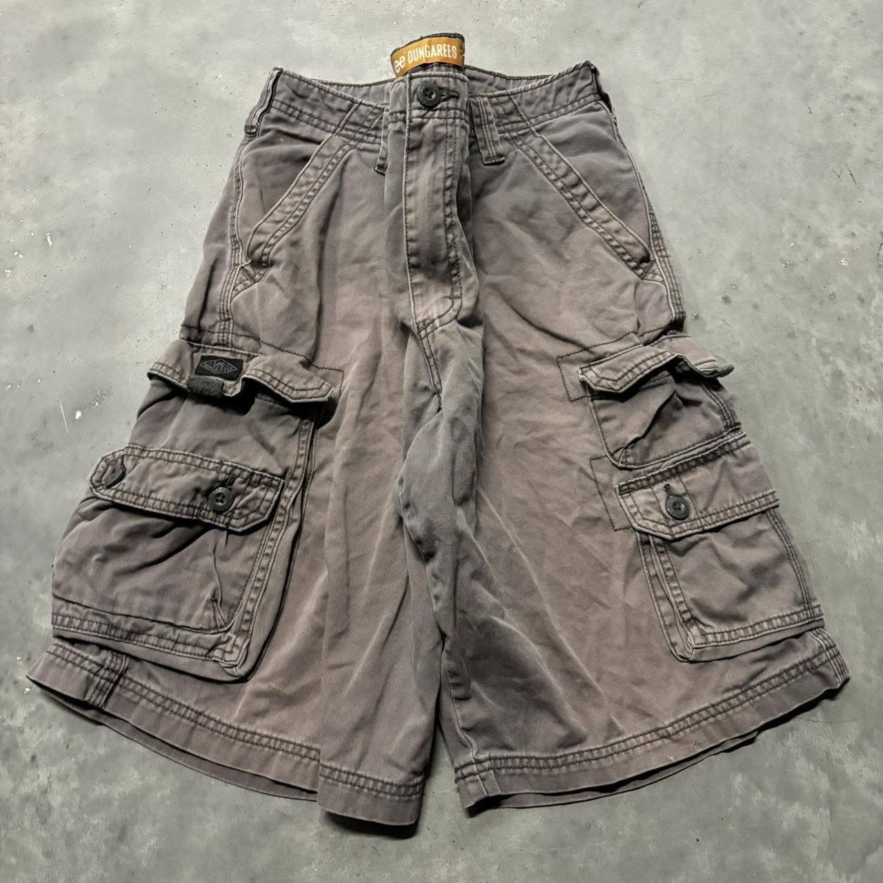 Japanese Brand × Vintage Crazy Vintage Y2K/2000s Baggy Faded Grunge Skater Style Cargo Shorts! Size US 33 - 1 Thumbnail
