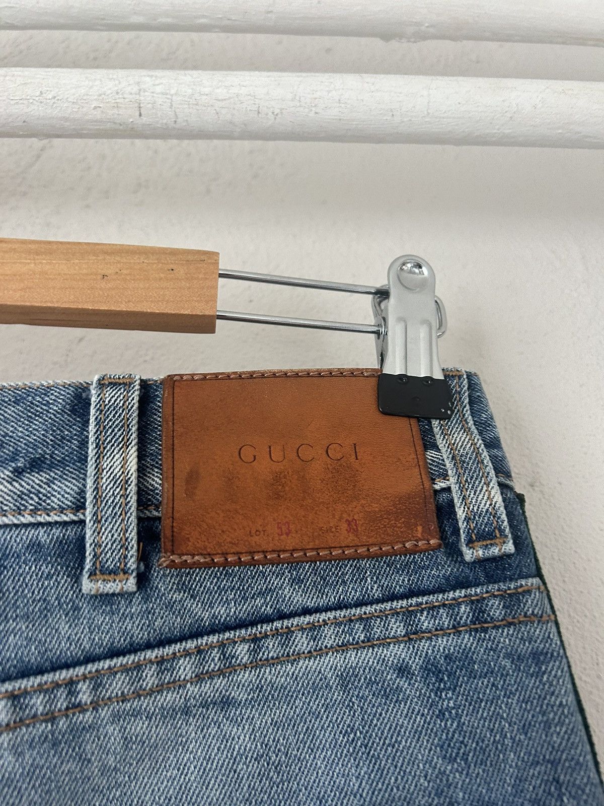 Disney × Gucci Three Little Pigs Embroidered Gucci Web Blue Denim Jeans Size US 33 - 5 Thumbnail