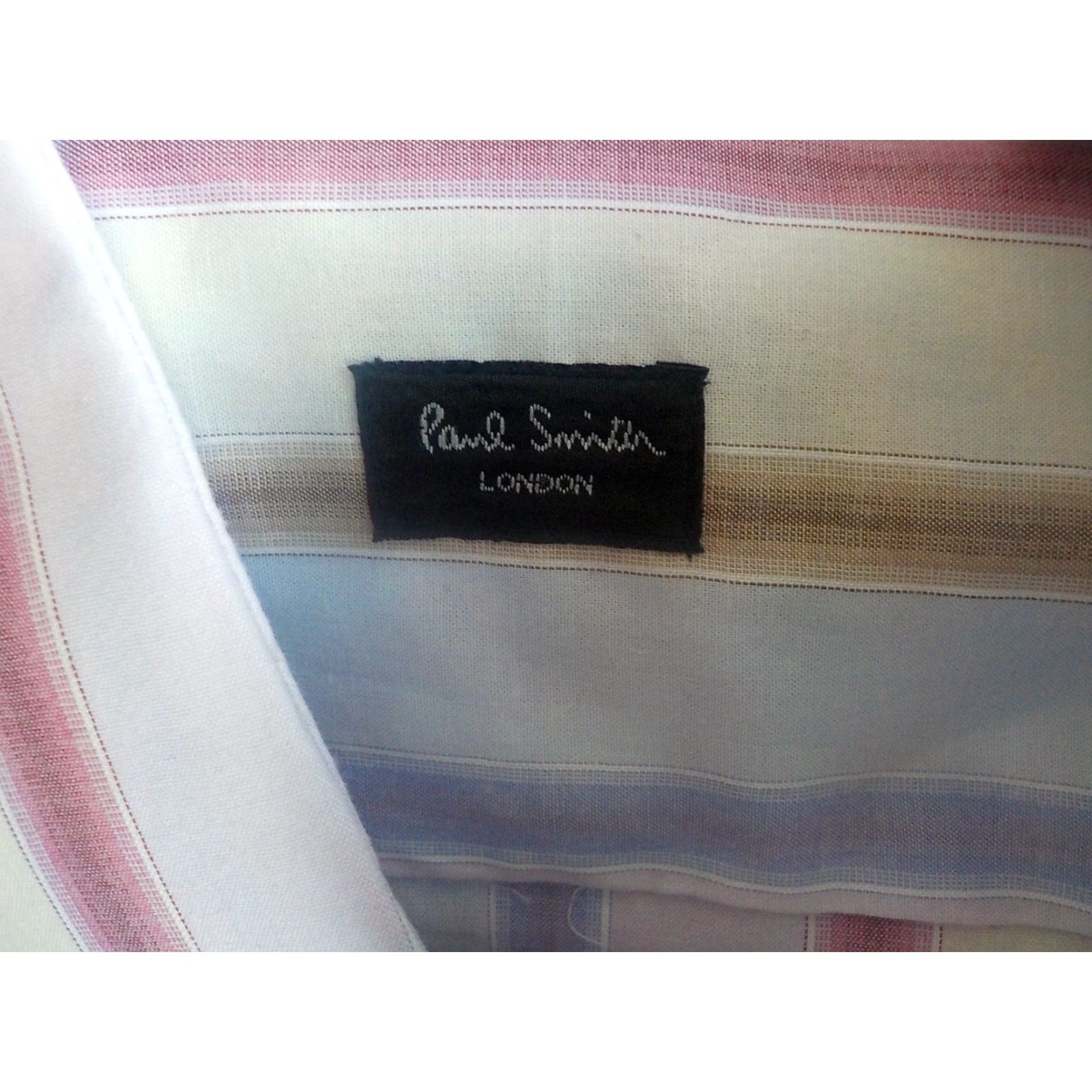 Paul Smith PAUL SMITH Dress Shirt Striped Lilac Beige Red Brown Purple 15 1/2 Spread Collar Long Sleeve 100% Cotton Made in Italy Mens Size 40R - 5 Thumbnail