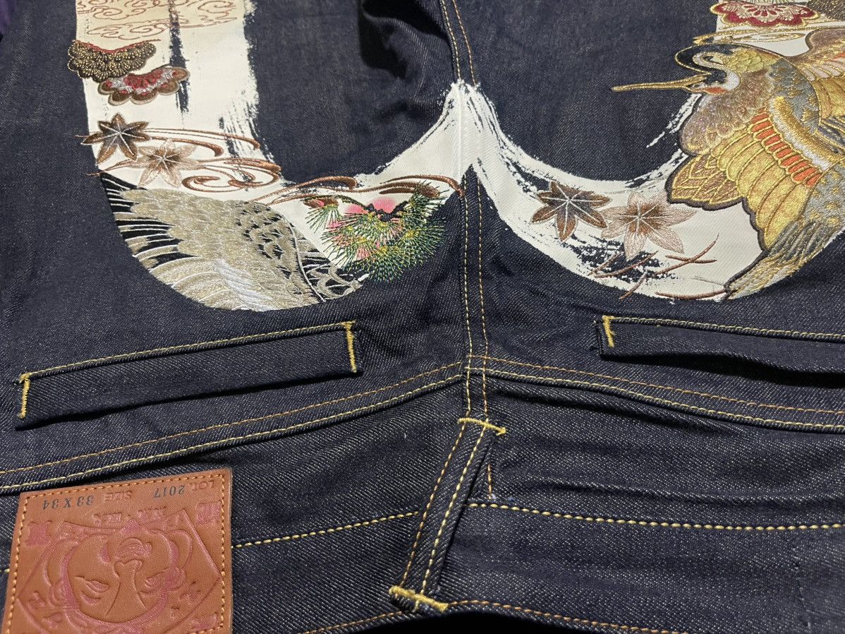 Other Evisu Grateful Crane Daicock Print Taper Jeans Size US 33 - 4 Thumbnail
