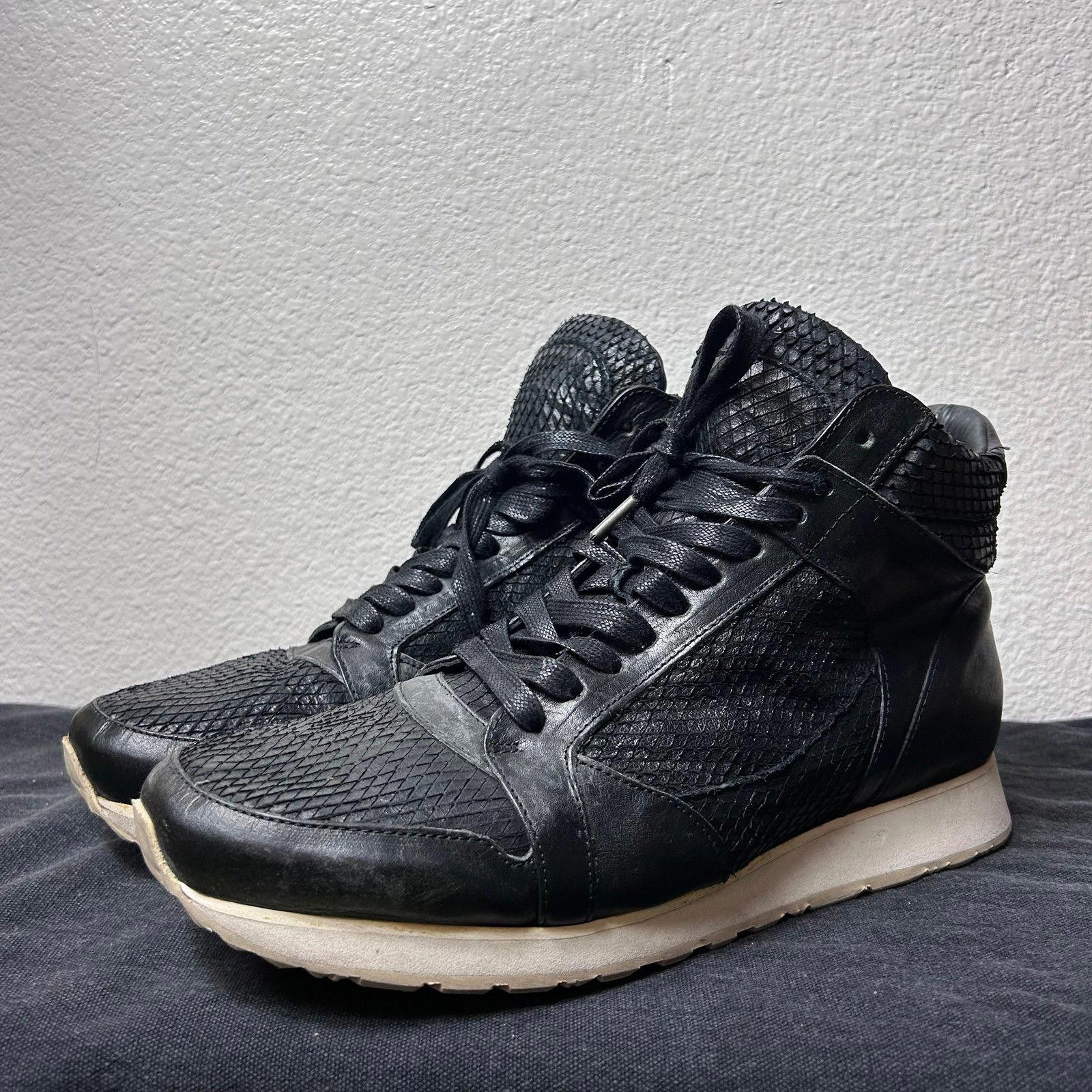 John Varvatos John Varvatos Trainer Mid – Black Textured Leather Size US 11 / EU 44 - 1 Thumbnail