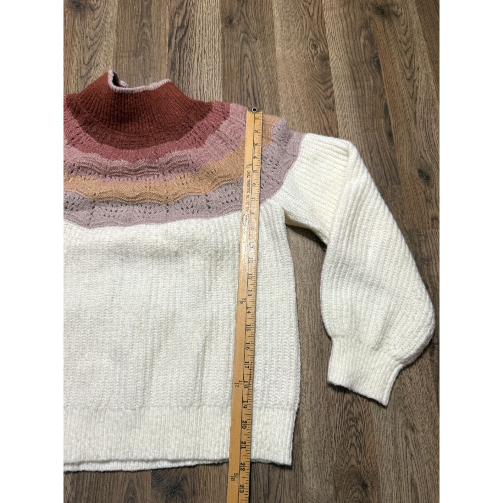 Vintage Maurices Sweater Women's Large Pullover Mock Neck Knit Solid Red White Pink Casual Fall Winter Spring Summer Pattern: Solid Size L Size L / US 10 / IT 46 - 7 Thumbnail
