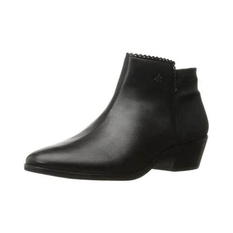 Jack Rogers Bailee Scalloped Trim Ankle Boots Heel Shoes Leather 9 in Black, Women's