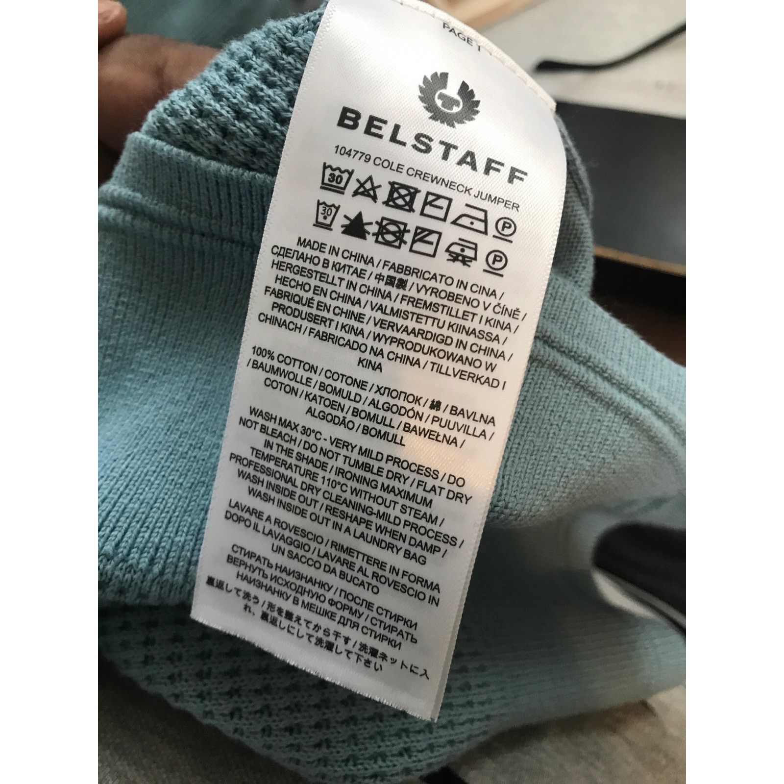Belstaff BELSTAFF Guide Crewneck Jumper Men's 3XL LS Blue 100% Cotton Size US XXL / EU 58 / 5 - 9 Thumbnail