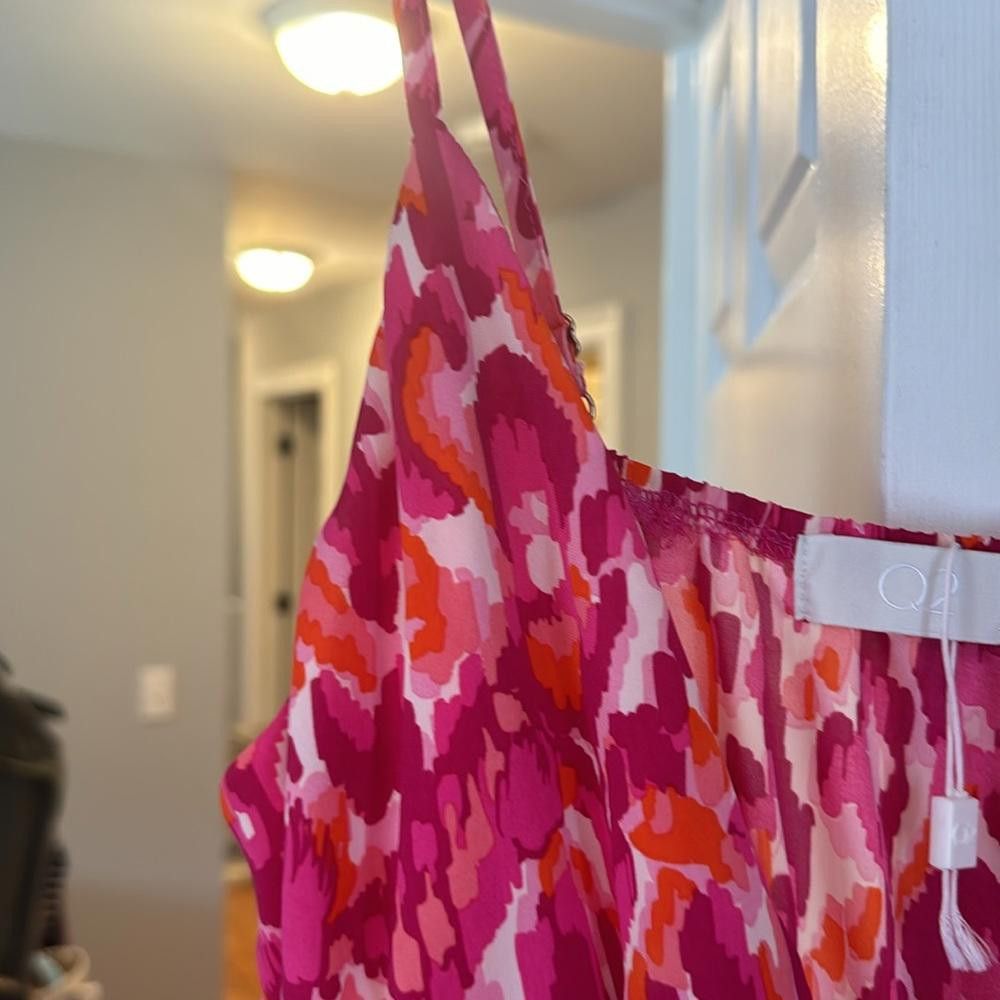 Designer Floral Print Maxi Dress With v Neck in Pink Size S / US 4 / IT 40 - 9 Thumbnail