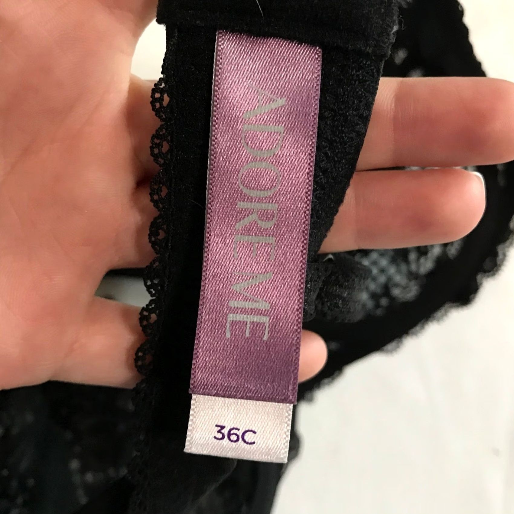 Vintage Adore Me Black Lace Full Coverage Balconette Bra 36C Size ONE SIZE - 5 Thumbnail