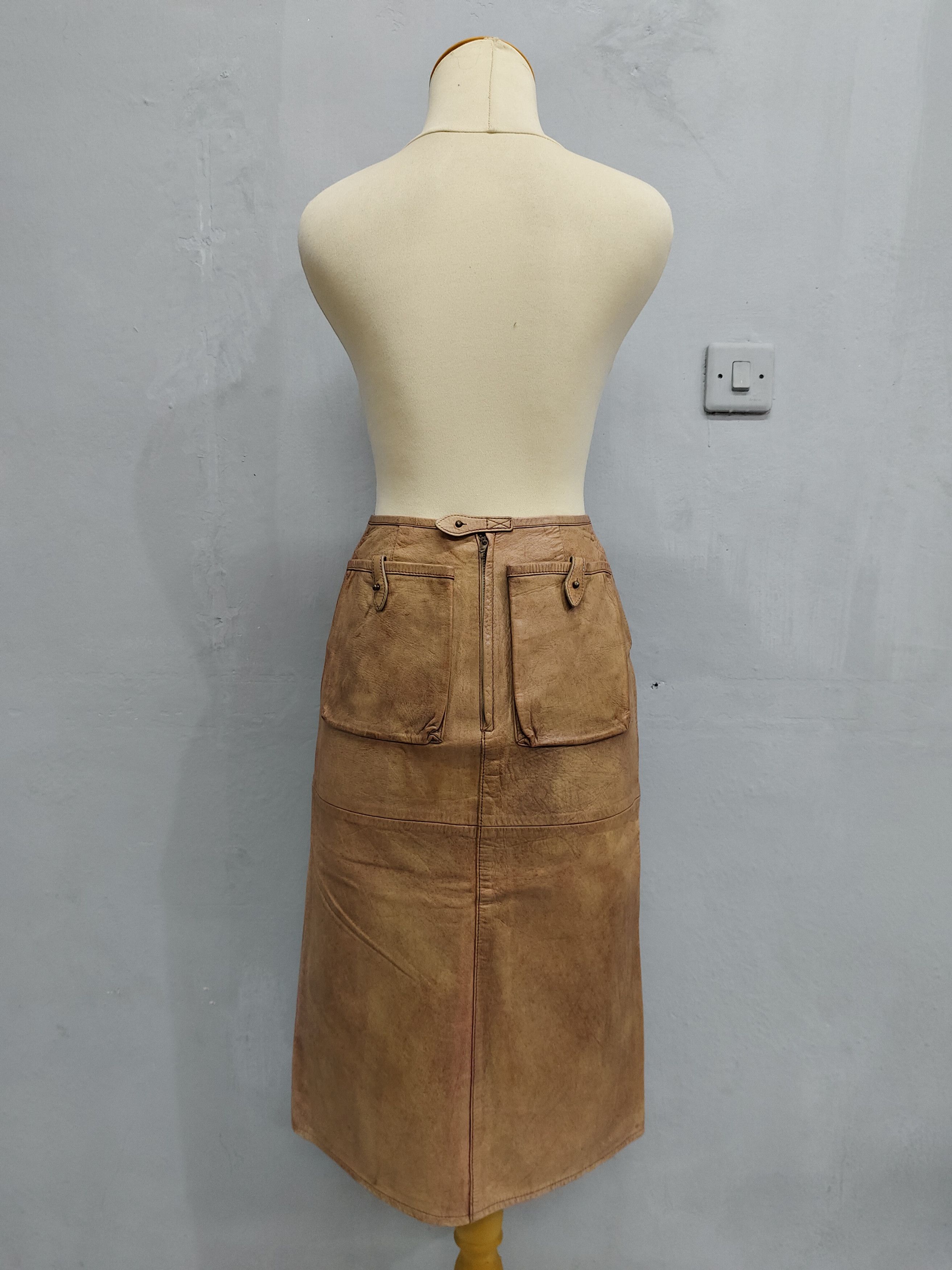 Vintage RARE 🇮🇹 Vtg Dessine Par Kondo Horsehide Midi Skirt Size 27" / US 4 / IT 40 - 3 Thumbnail
