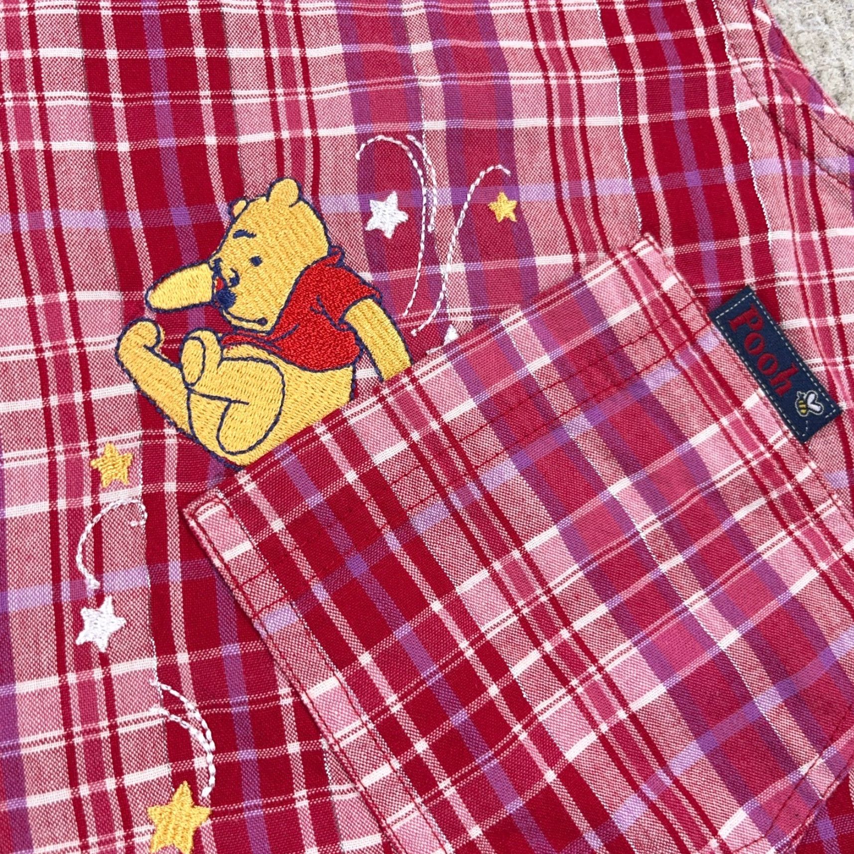 Disney VINTAGE Winnie the Pooh Shirt Womens 14/16W Button Up Sleeveless Red Plaid Adult Size XL / US 12-14 / IT 48-50 - 5 Thumbnail