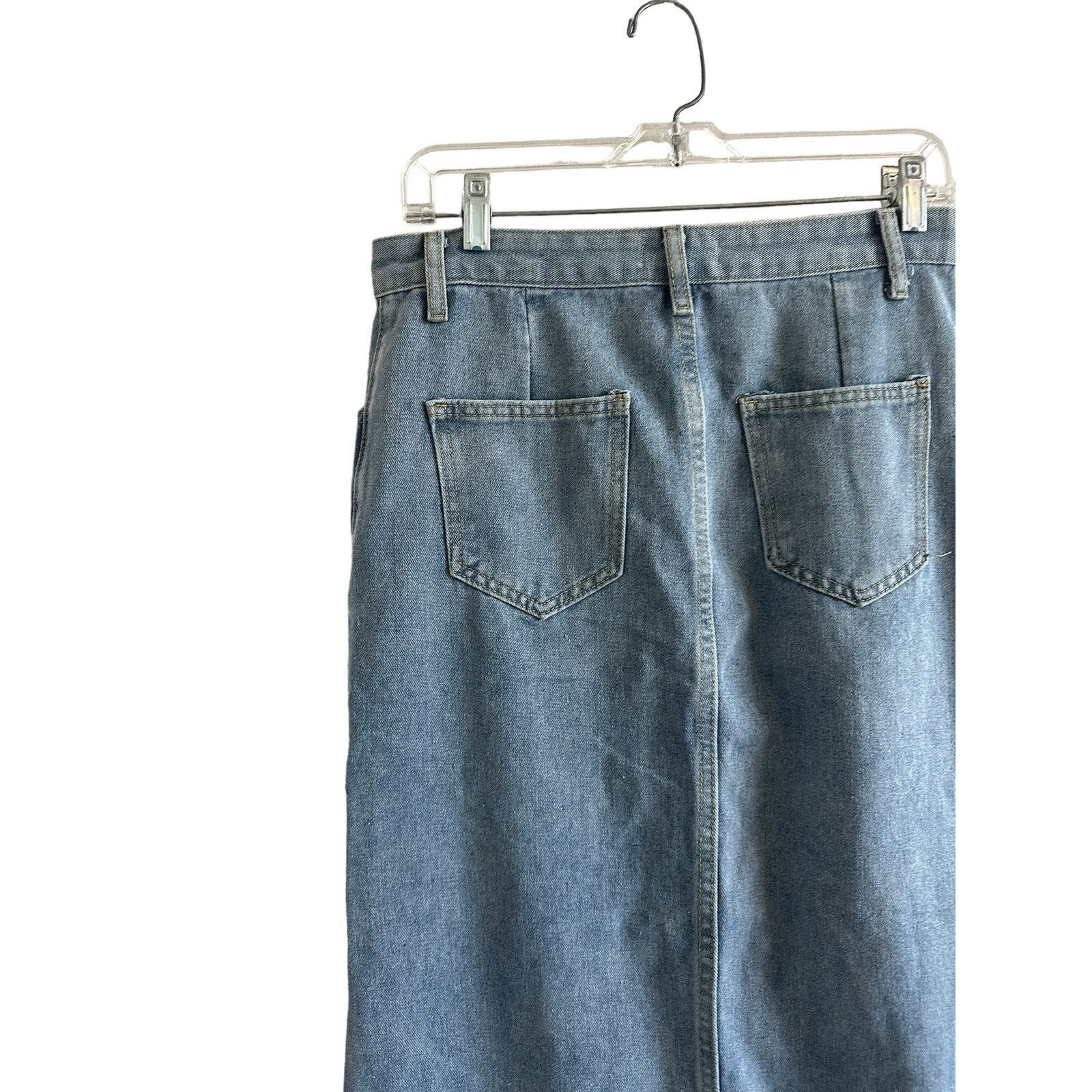 Other Light Blue Wash Slit Denim Pocket Cotton Blend Midi Skirt Size 30" / US 8 / IT 44 - 8 Thumbnail