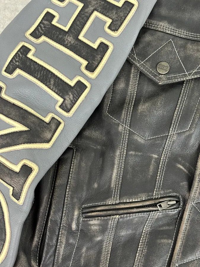 Moschino AW2020 Moschino Faded Leather Trucker Bomber Grey Jacket Size US M / EU 48-50 / 2 - 9 Thumbnail